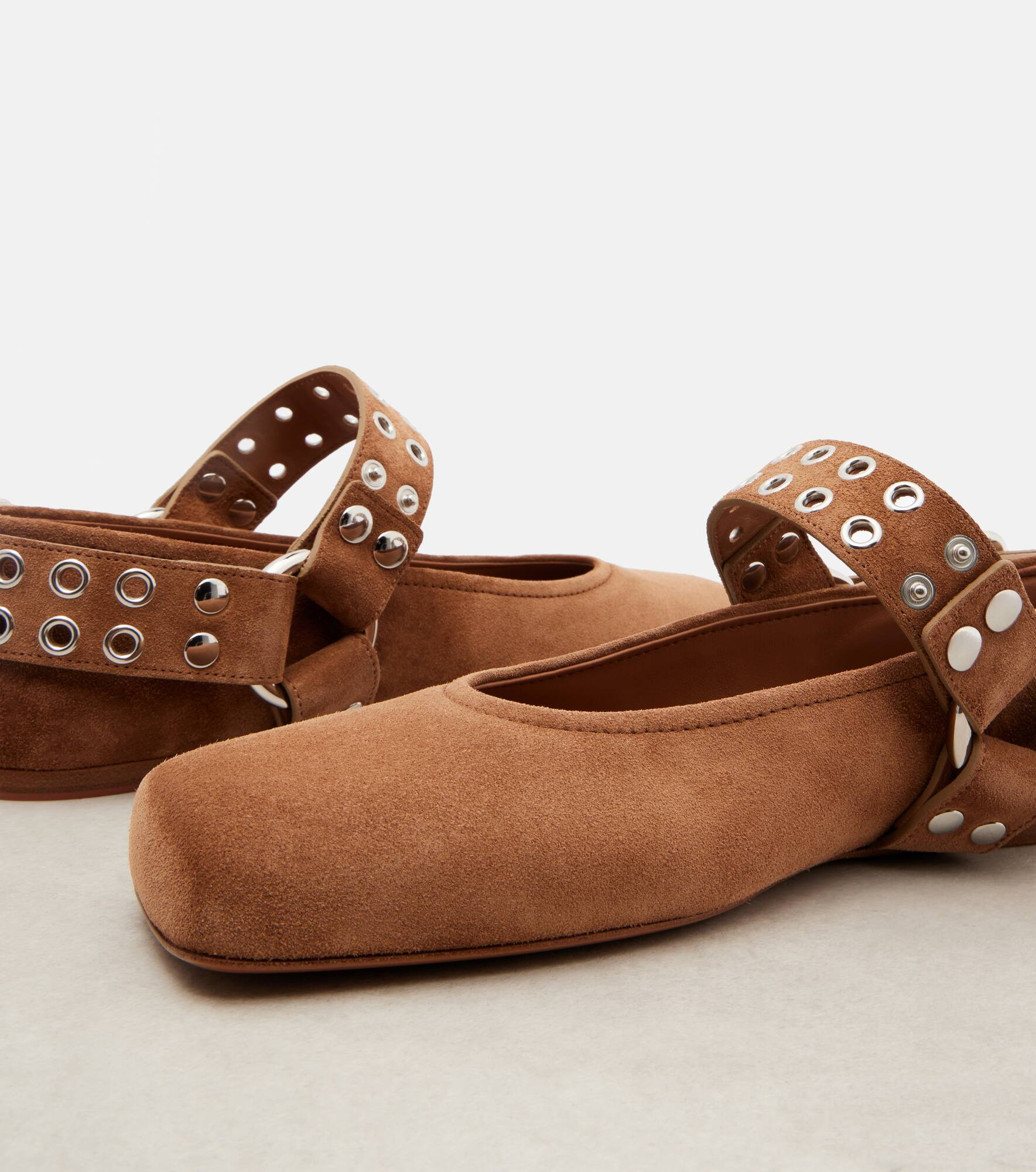 Biker suede Mary Jane flats - 5