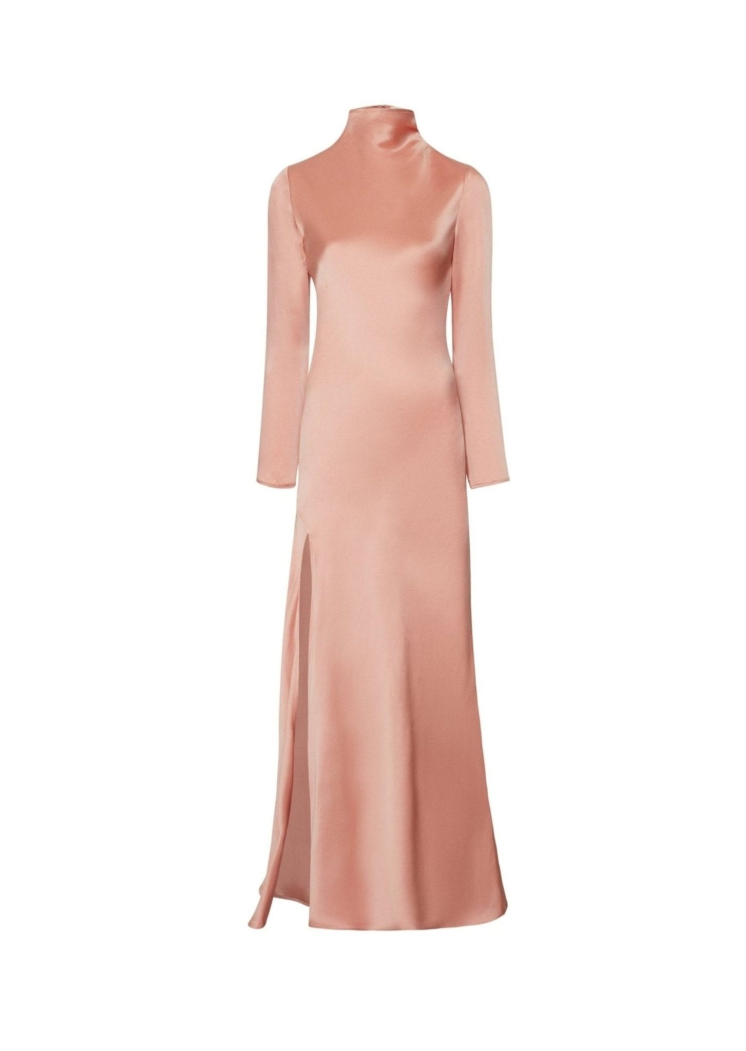 Satin Bias Gown With Slit - 1