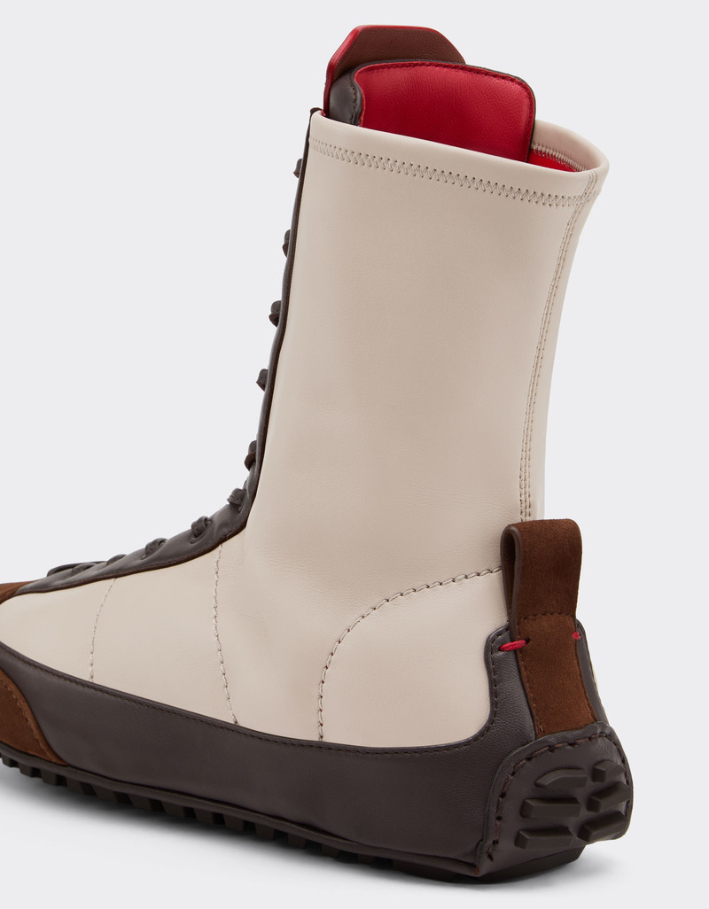 Nappa leather, suede and stretch fabric high-top driver sneaker 5