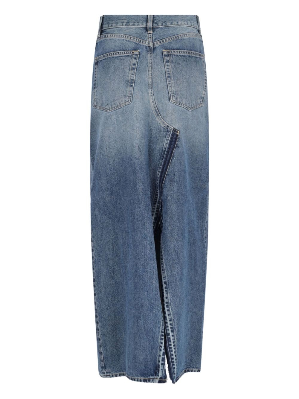 denim split-front midi skirt - 2