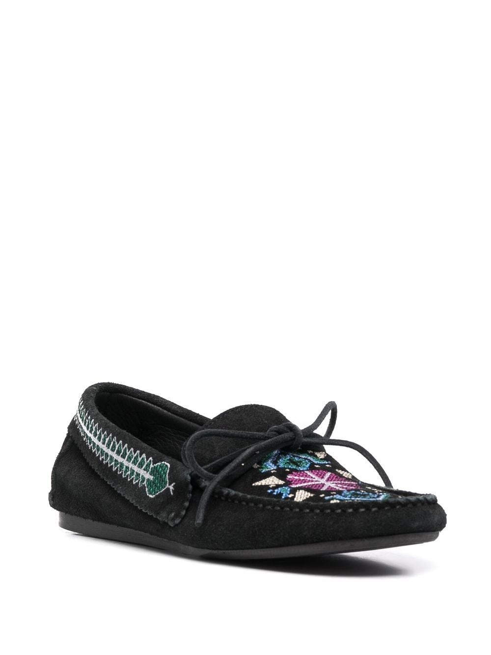 embroidered suede loafers - 2