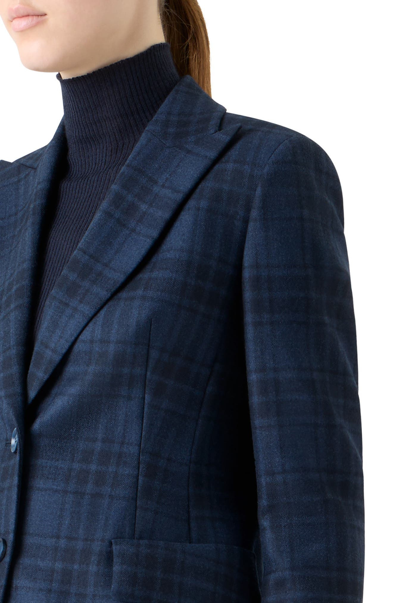 Akris Percival Check Wool Blazer in Denim-Black at Nordstrom - 4