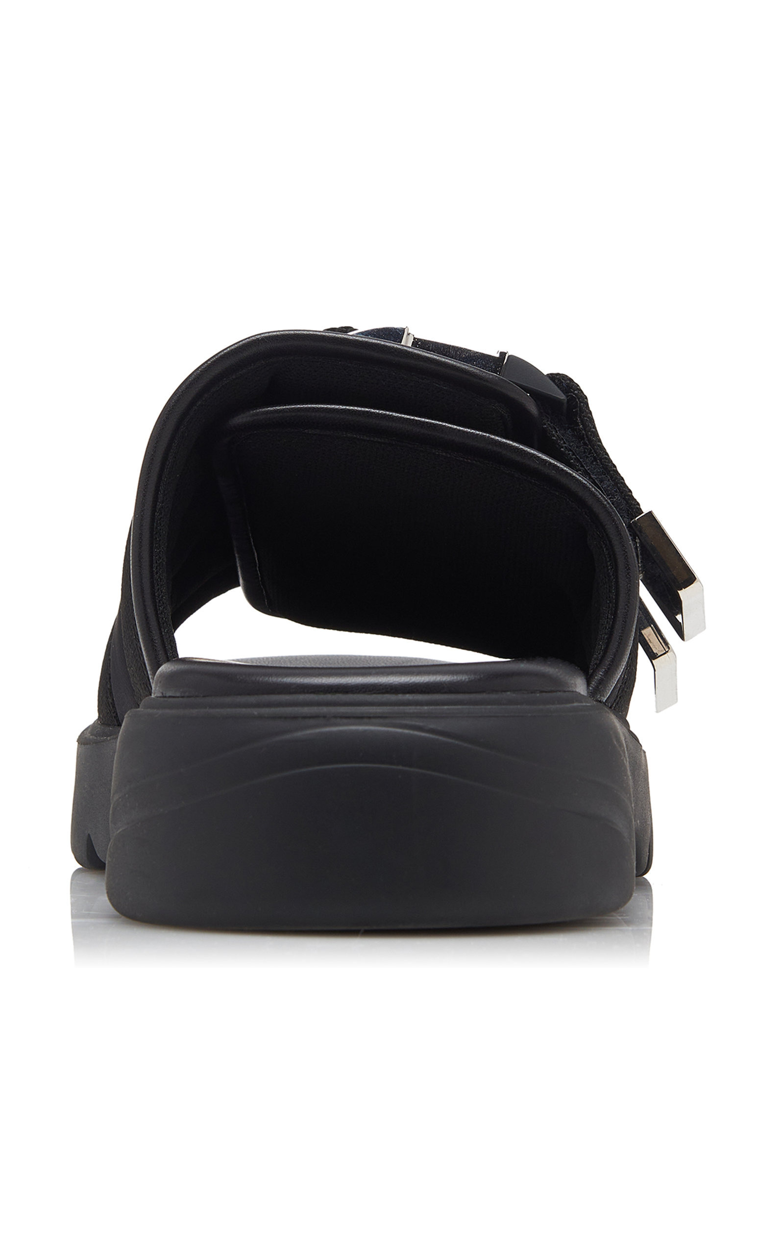 Flash Buckled Leather and Rubber Sandals black - 4