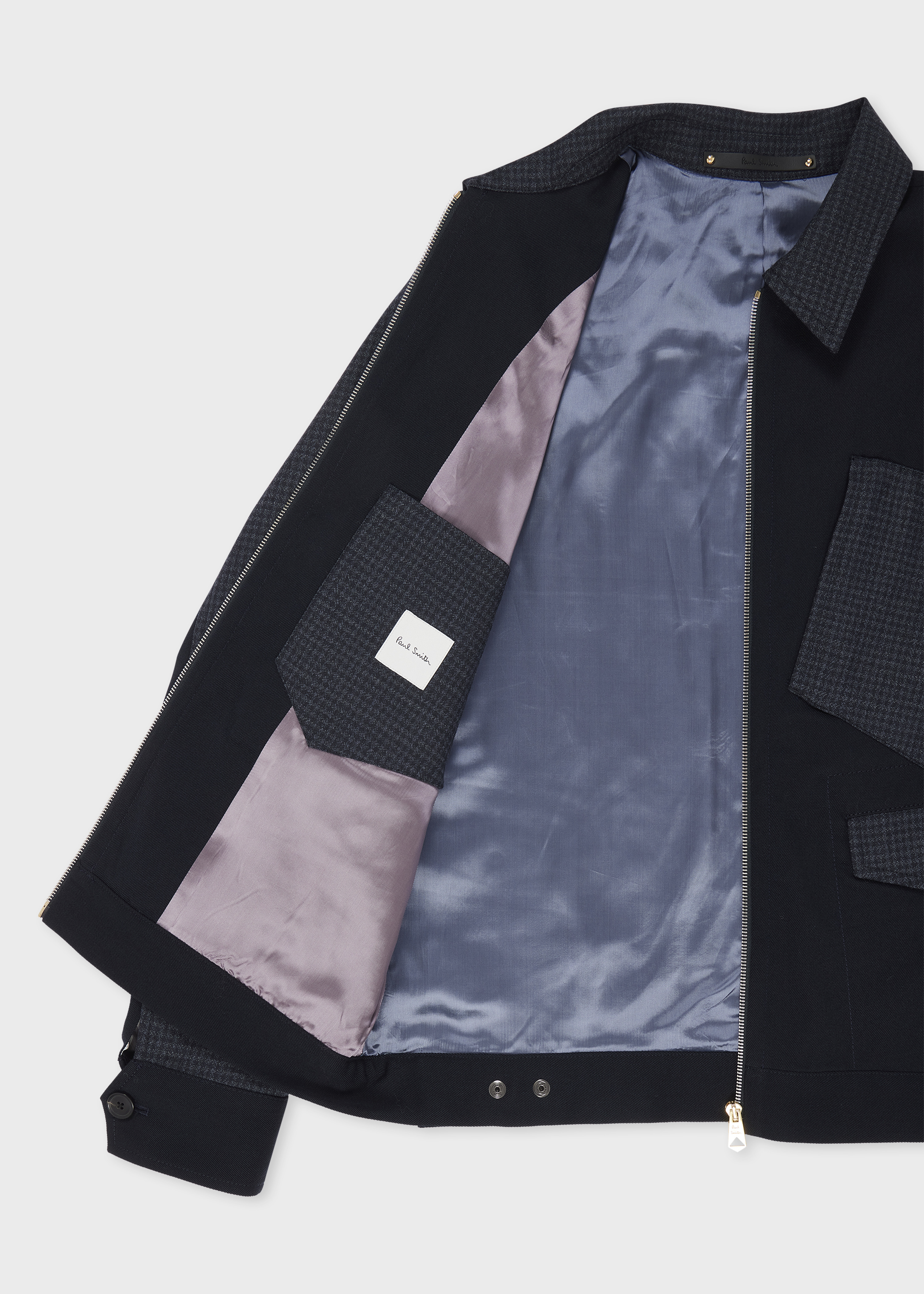 Dark Navy Wool and Cotton-Blend Mix-Up Jacket - 4