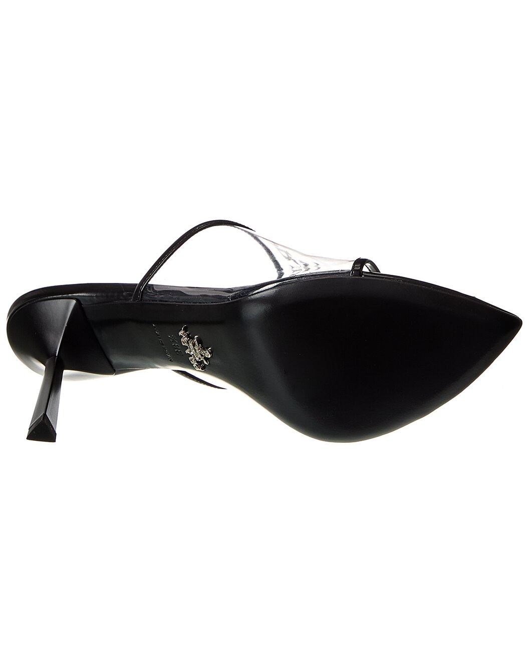Prada Logo Vinyl & Leather Pointy-Toe Sandal - 4