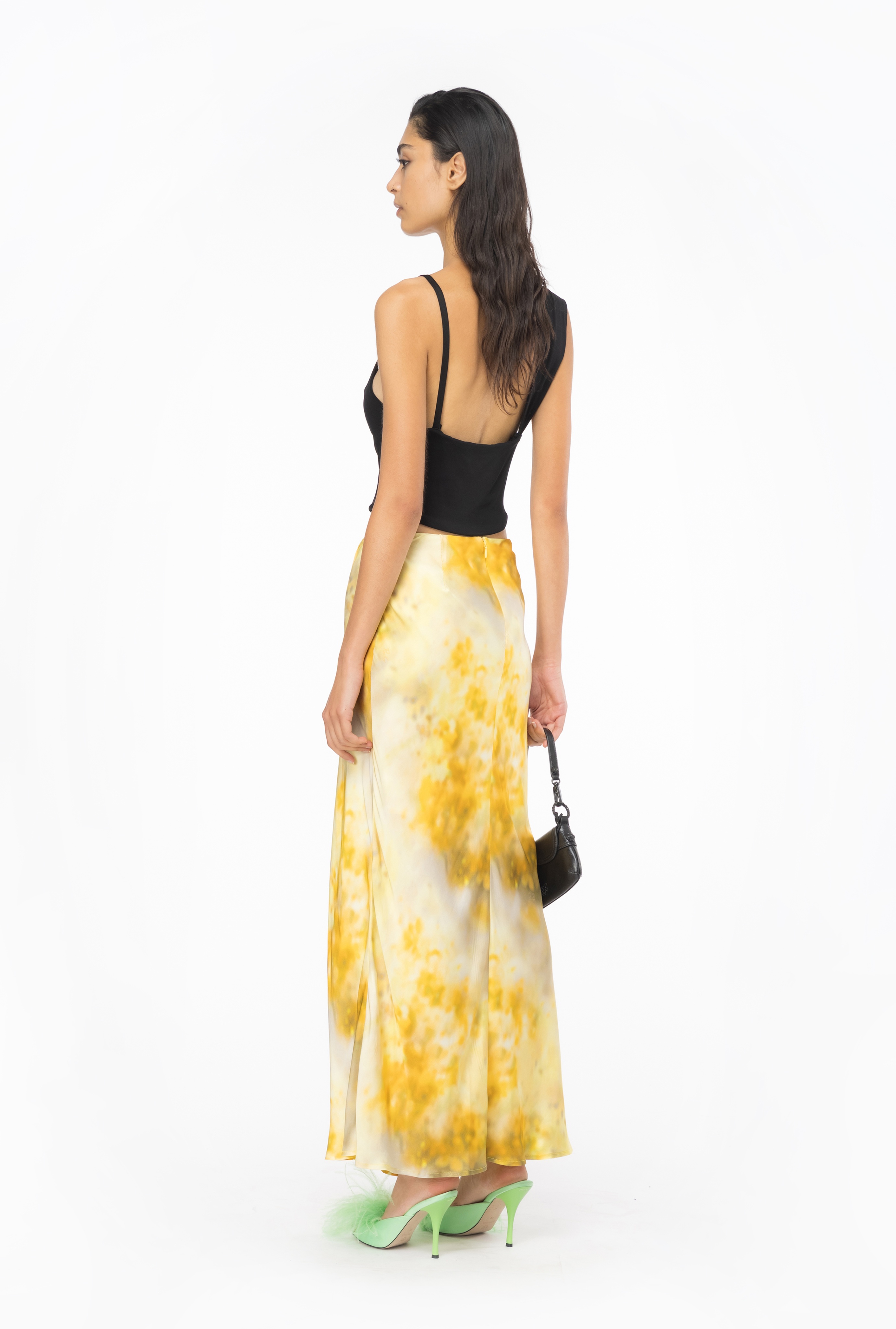 ELEGANT FADED FLORAL SATIN SKIRT - 4