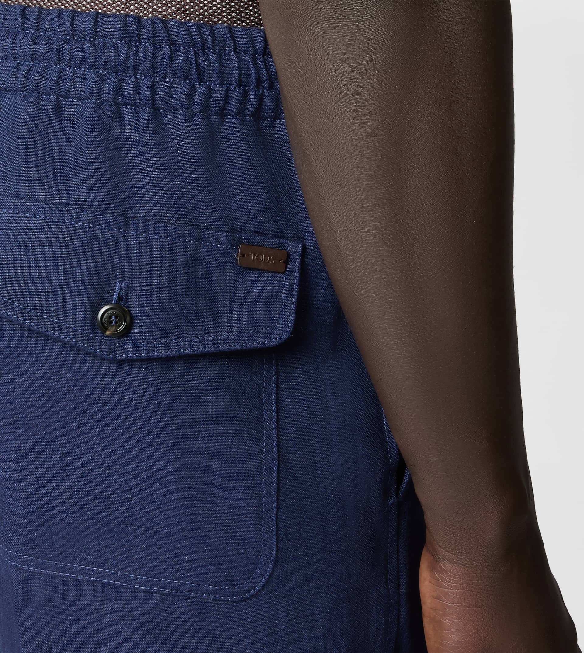 PANTS IN LINEN WITH DRAWSTRING - BLUE - 4
