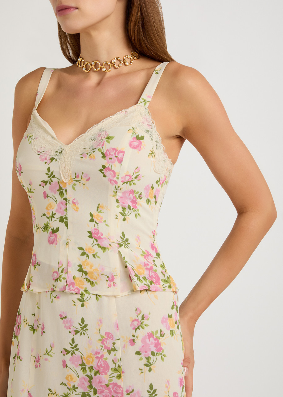 Reformation Sarita Floral Georgette top and Midi Skirt set - 6