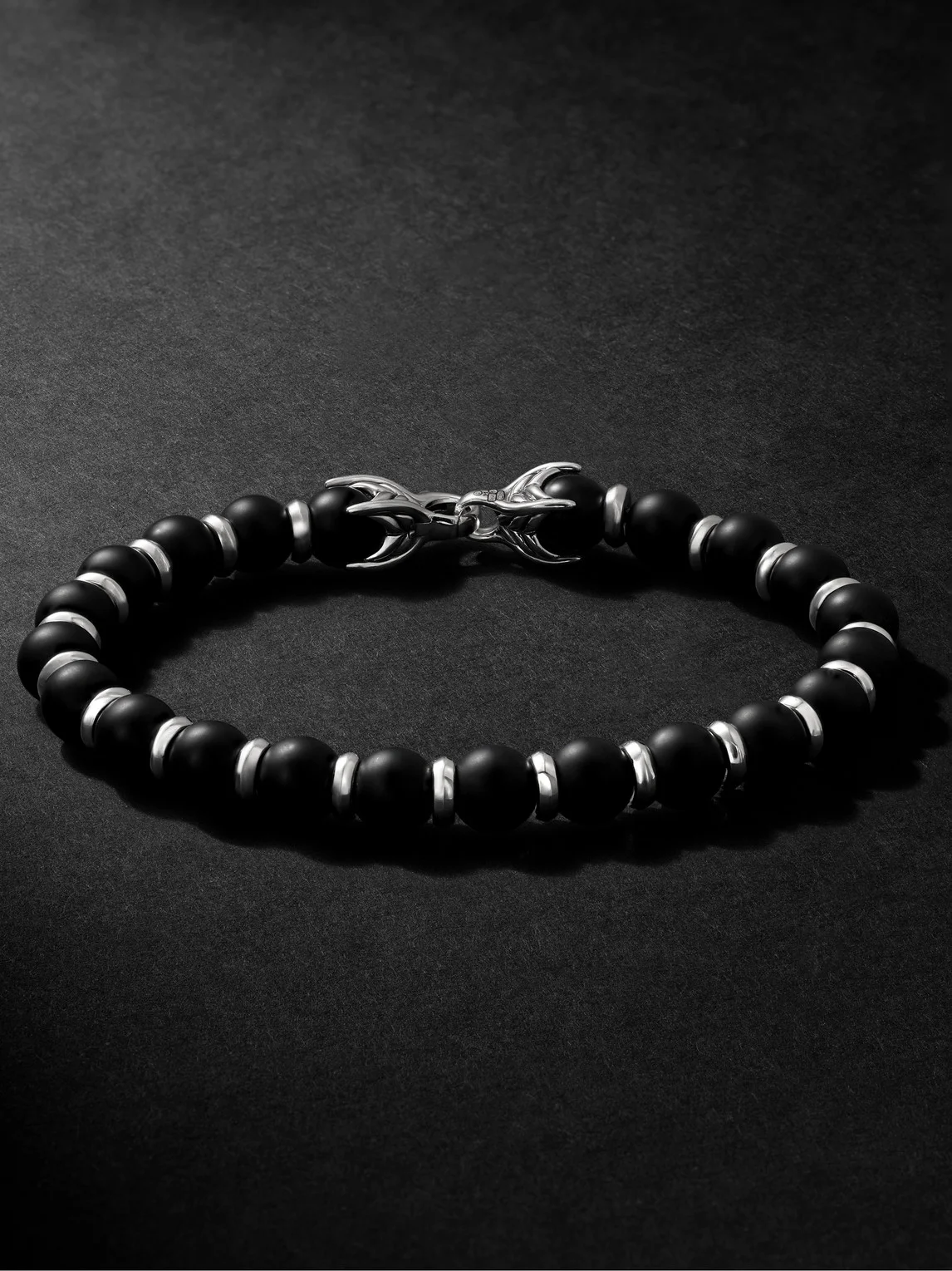 Spiritual Sterling Silver Onyx Bracelet - 1