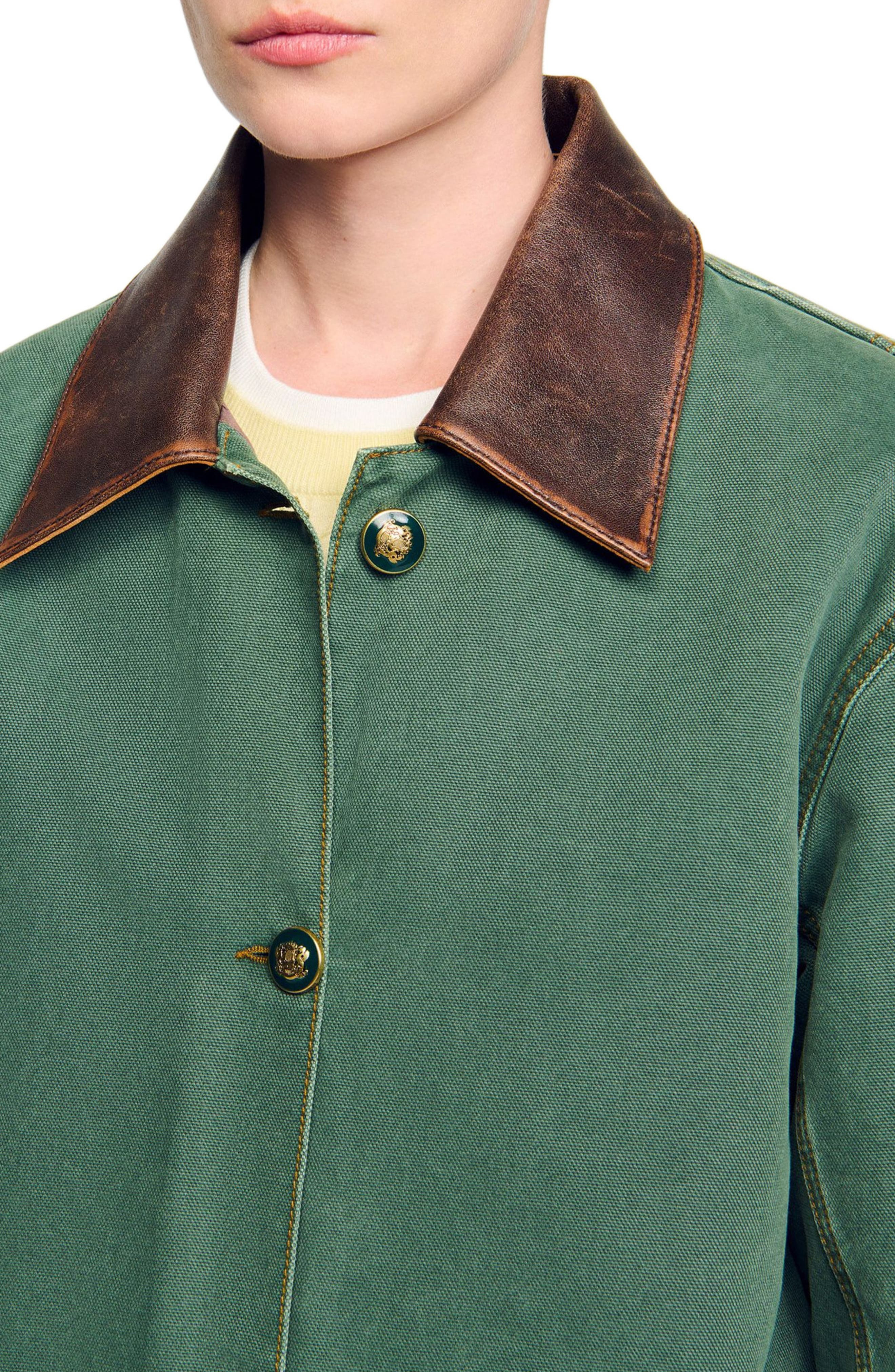 SANDRO Workwear jacket in Dark Green at Nordstrom - 4