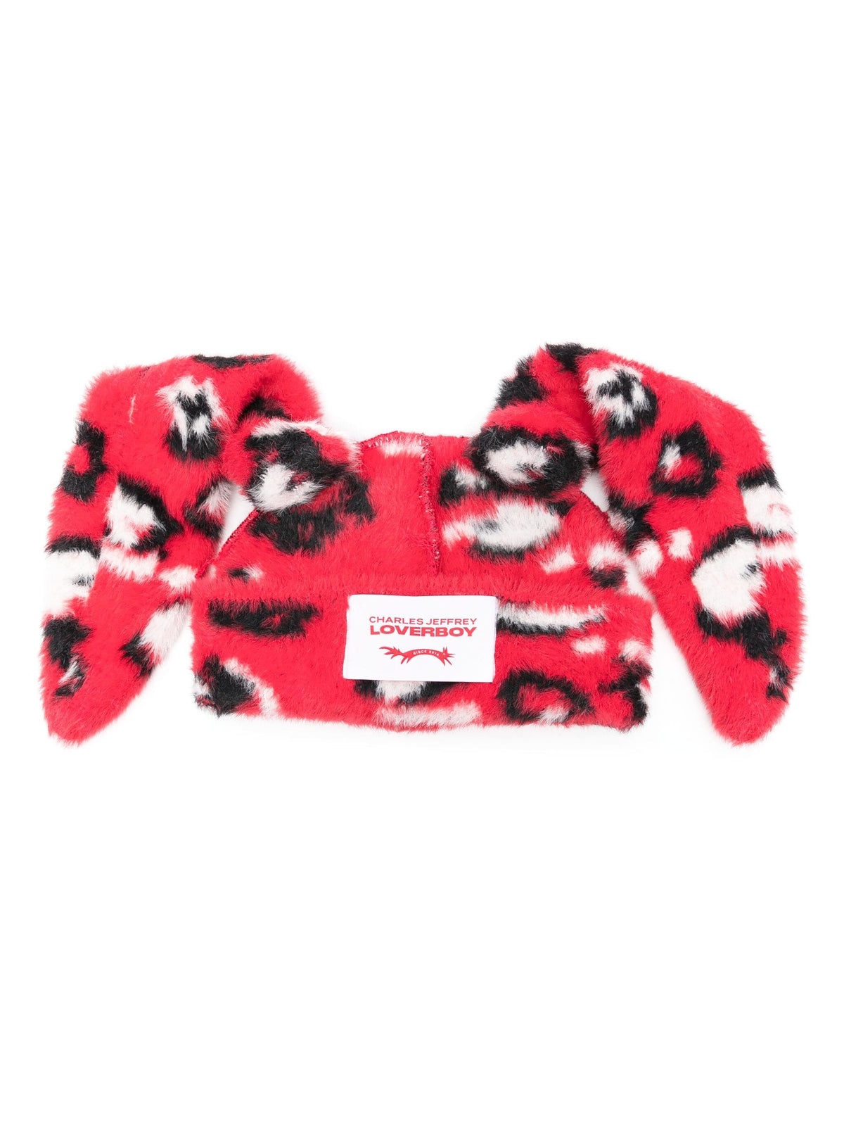 FLUFFY CHUNKY RABBIT BEANIE (RED/BLACK/WHITE) - 1