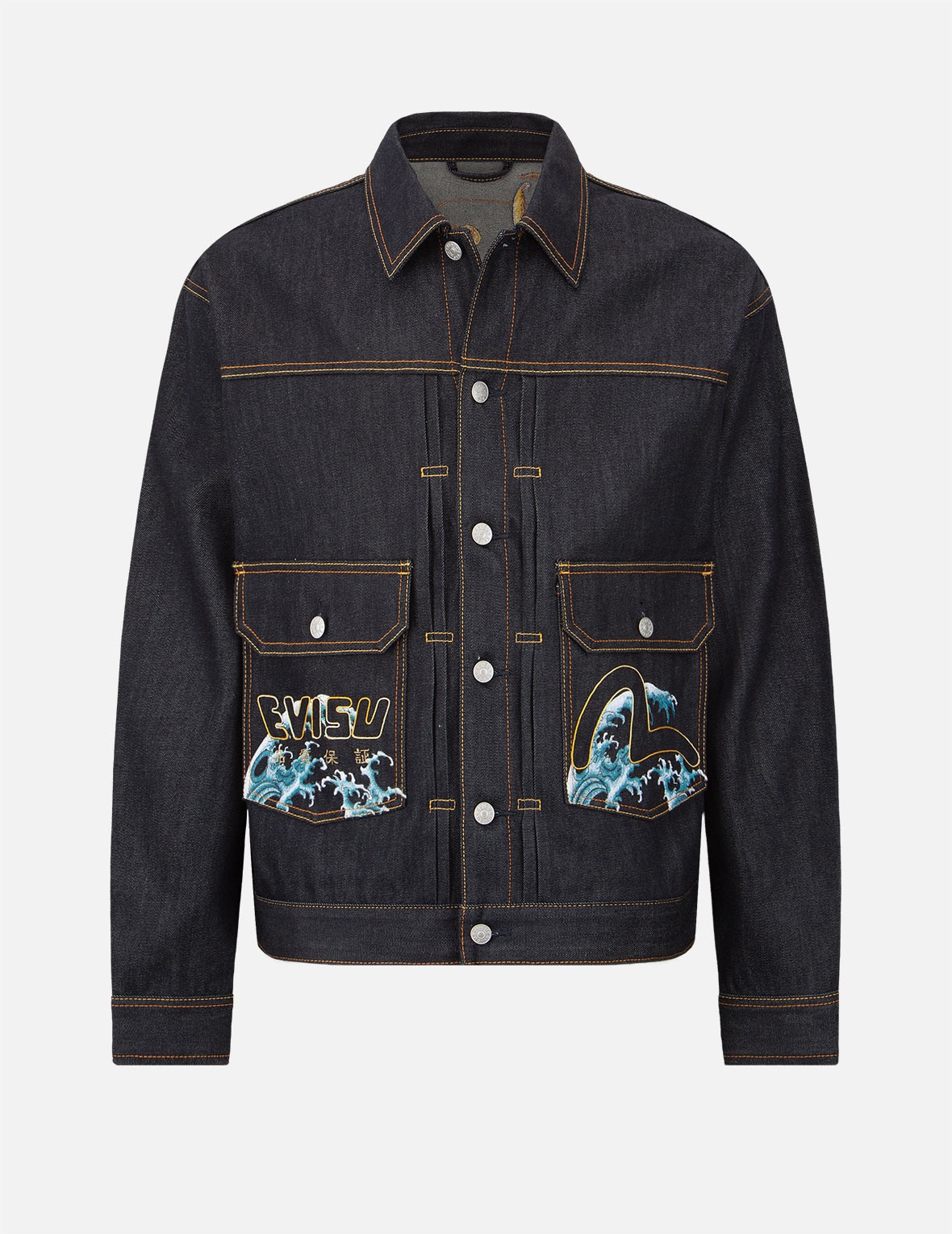 EVISU “THE GOD OF FORTUNE RIDING WAVES” DAICOCK EMBROIDERY DENIM 