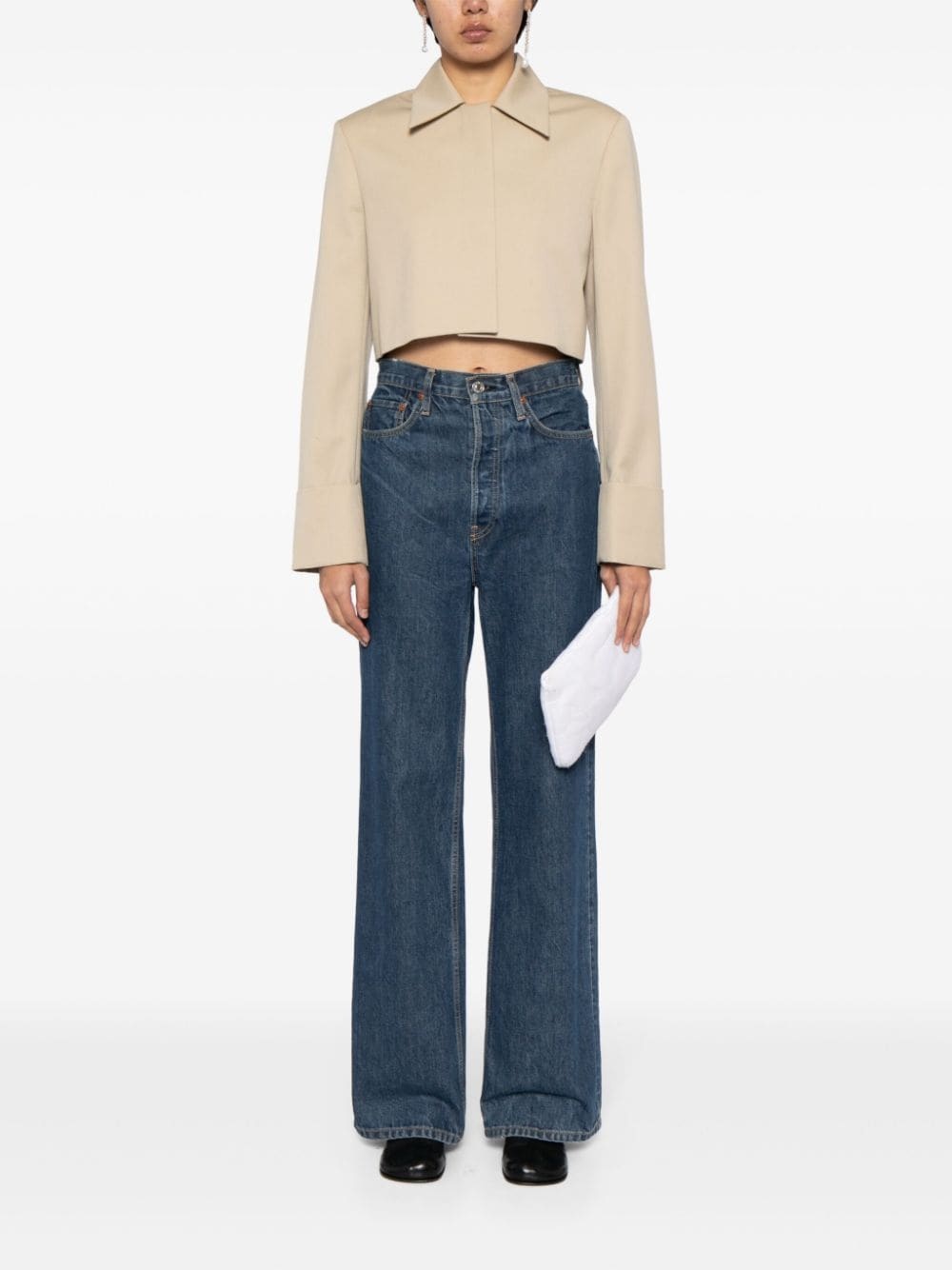 cropped wool shirt jacket - 2