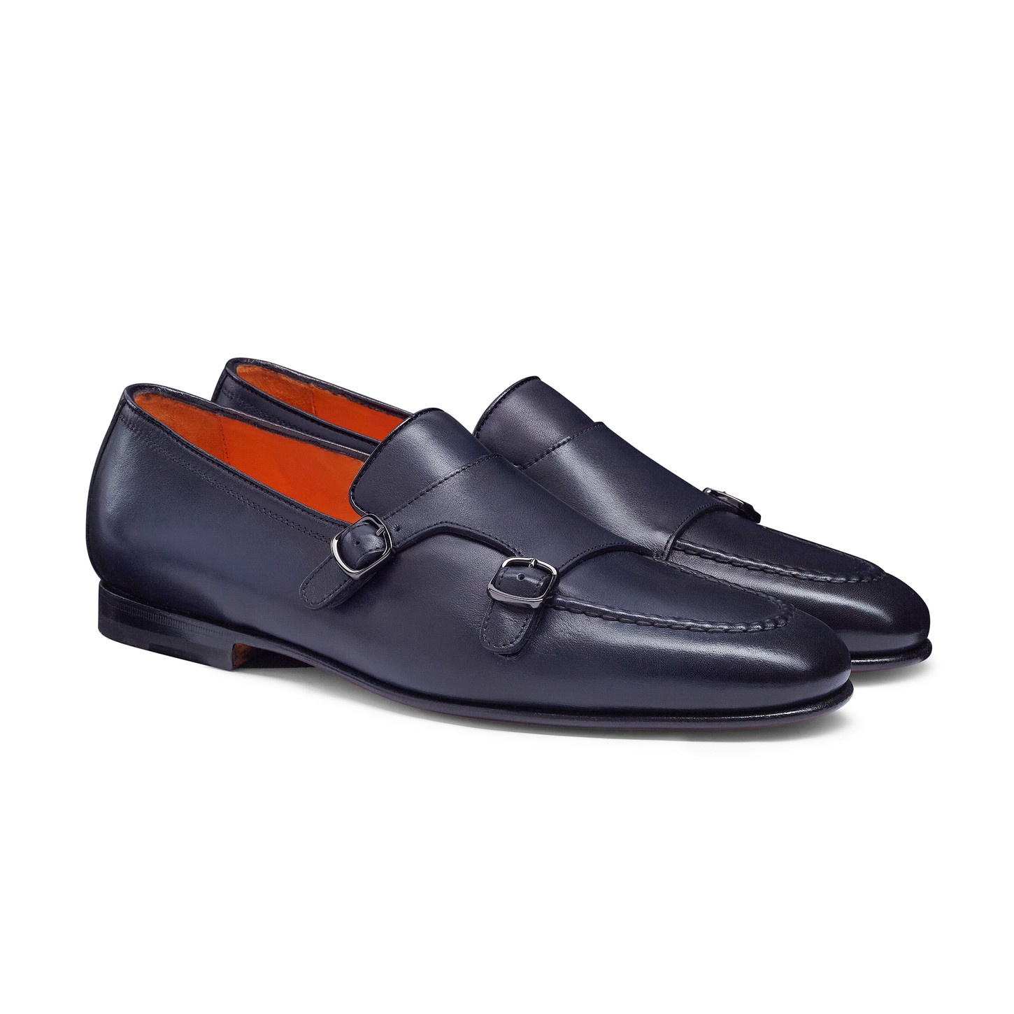 Men's polished blue leather double-buckle loafer - 3
