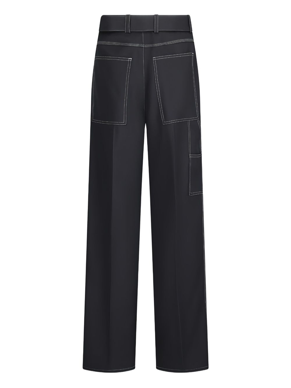 belted contrast-stitching trousers - 2