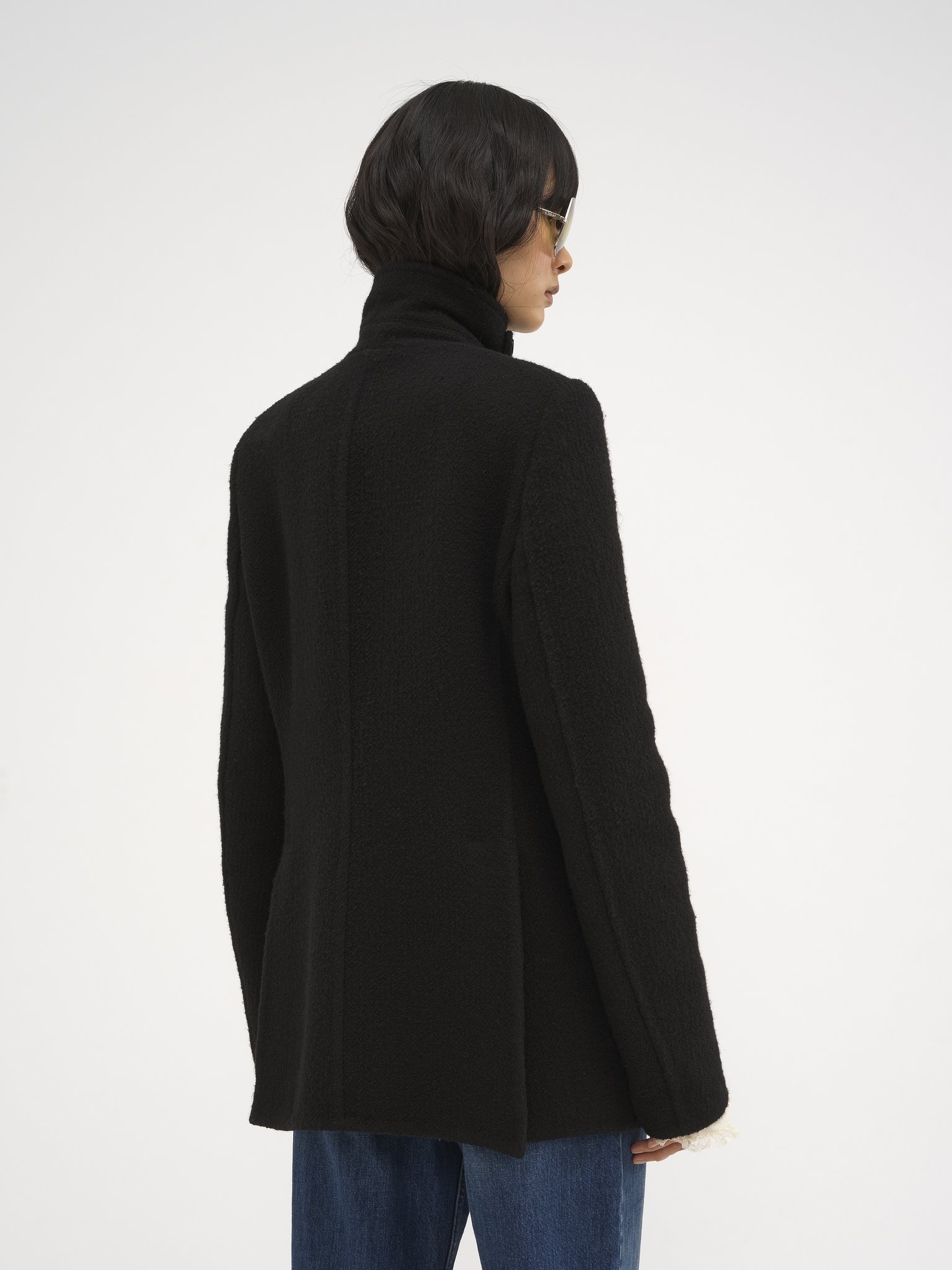 LONG OFFICER JACKET IN BOUCLÉ WOOL - 6