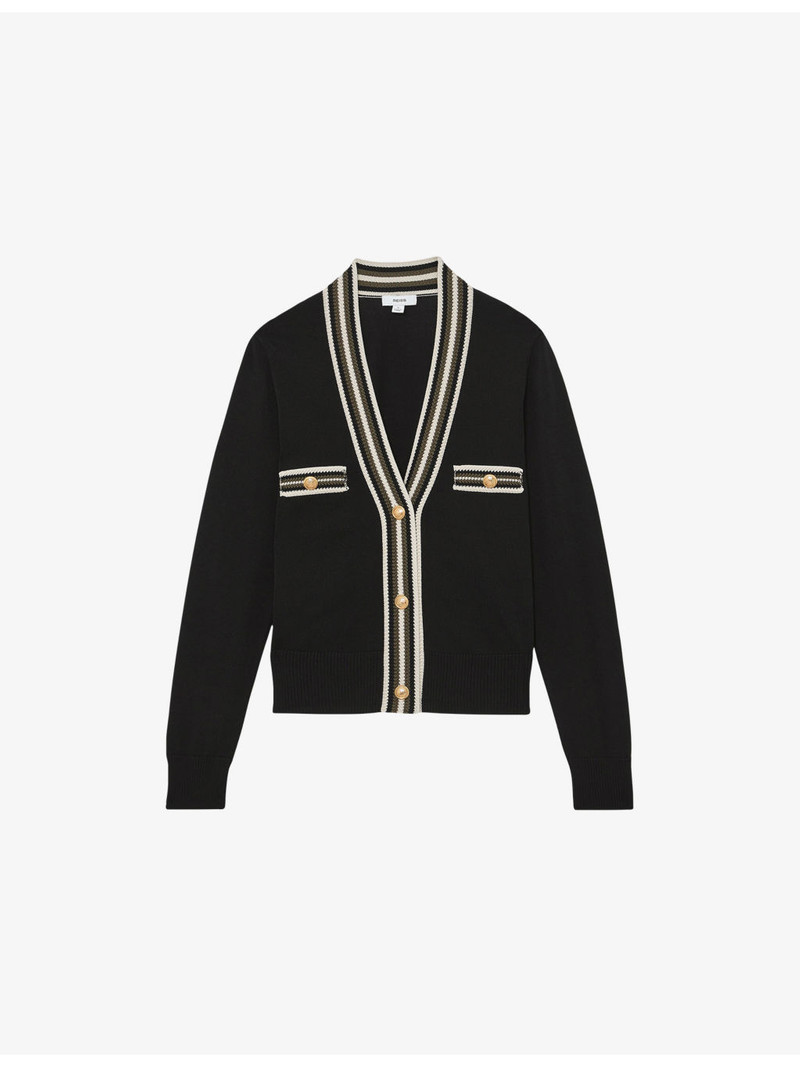 Danni Tipped Button-Through Knitted Cardigan 1