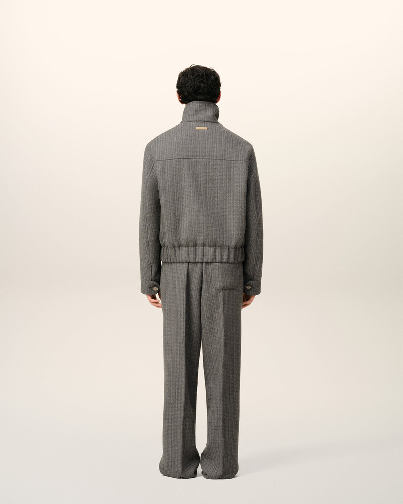 GREY WOOL HERRINGBONE HARRINGTON JACKET 5