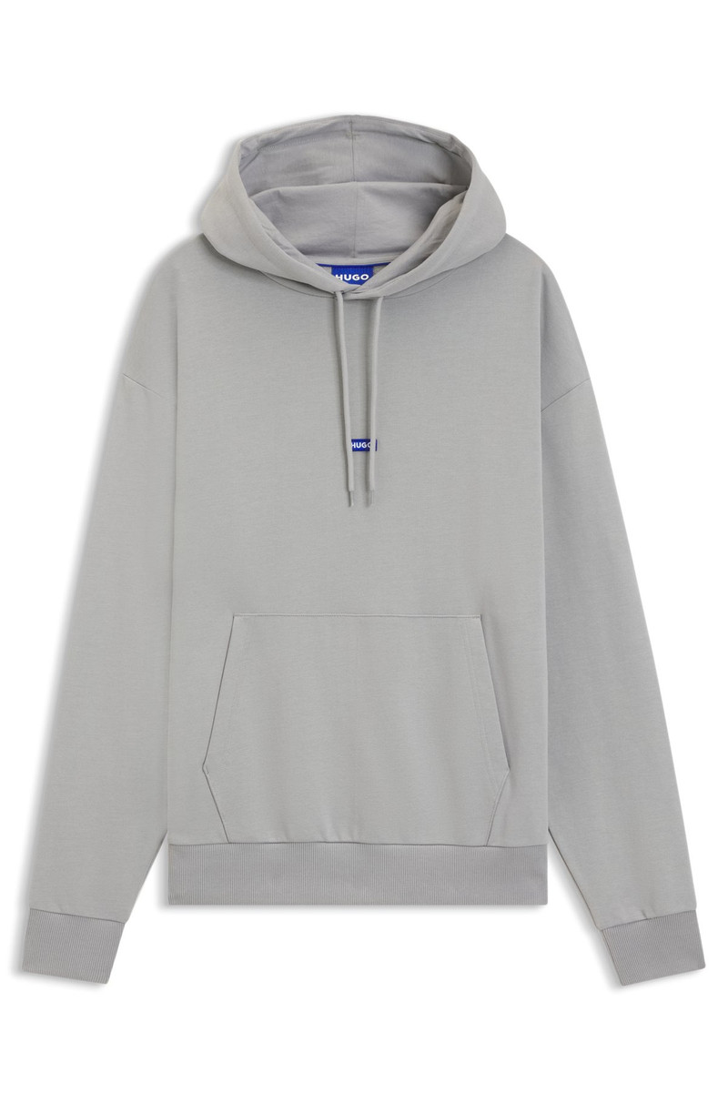 COTTON-TERRY HOODIE WITH BLUE LOGO LABEL 1