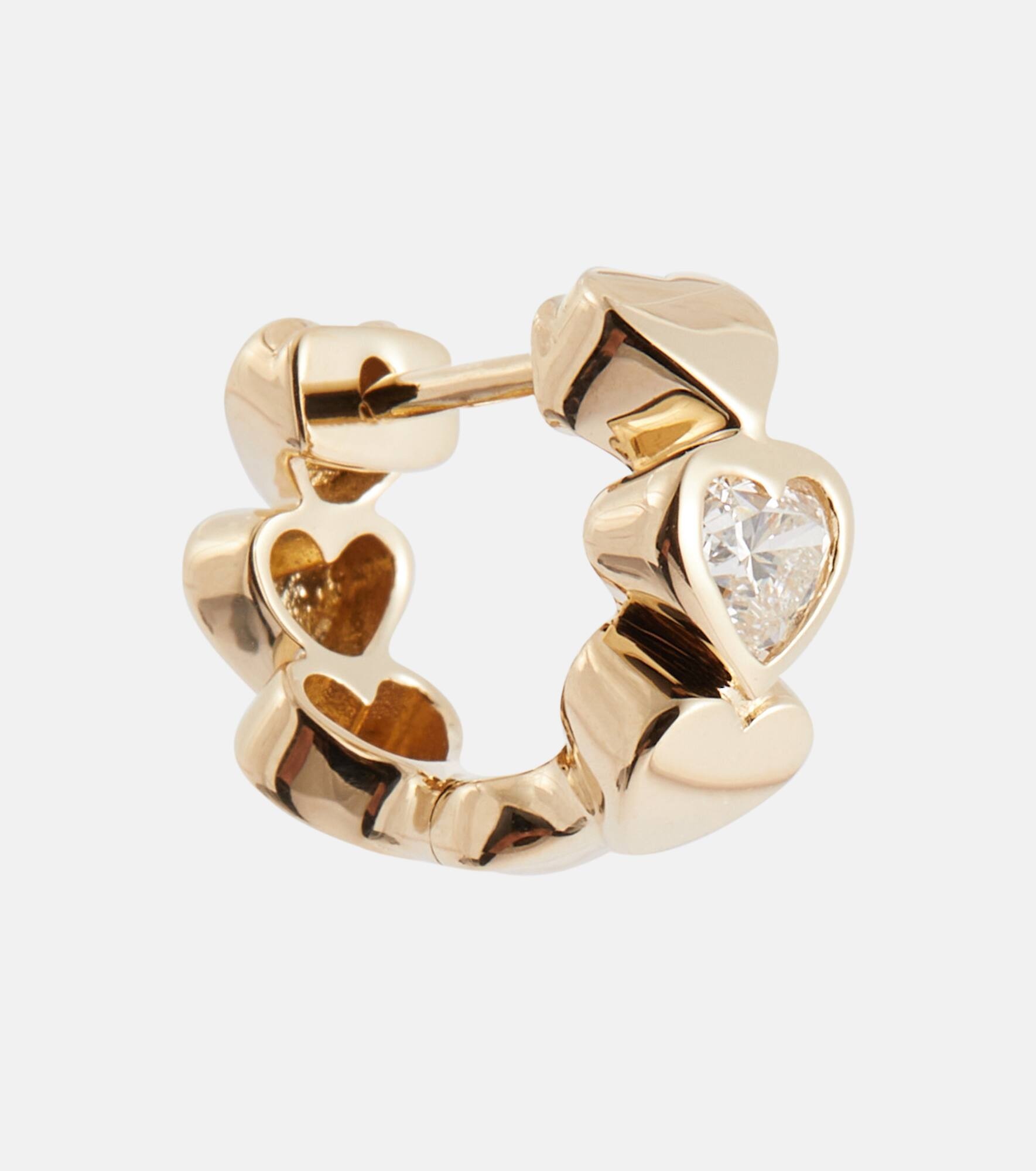 Heart Diamond 14kt gold hoop earrings - 4