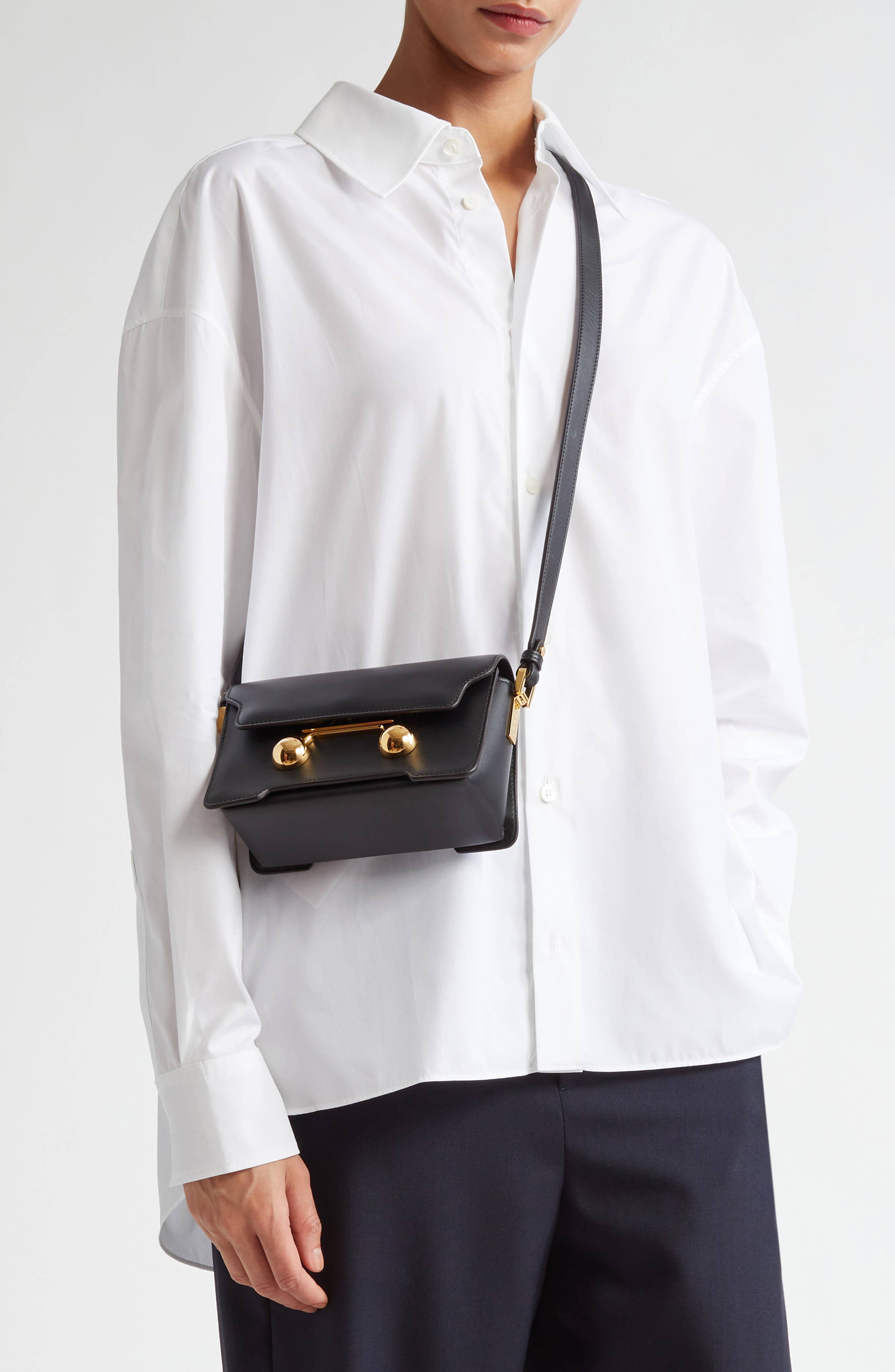 Marni Mini Trunkaroo Leather Shoulder Bag in Black at Nordstrom - 3
