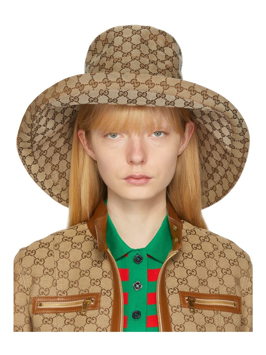 GUCCI Beige Canvas GG Wide Brim Hat ssense REVERSIBLE