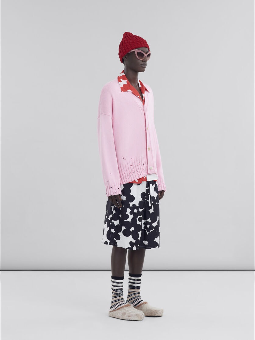 PINK COTTON CARDIGAN WITH MARNI SYMBOL - 5