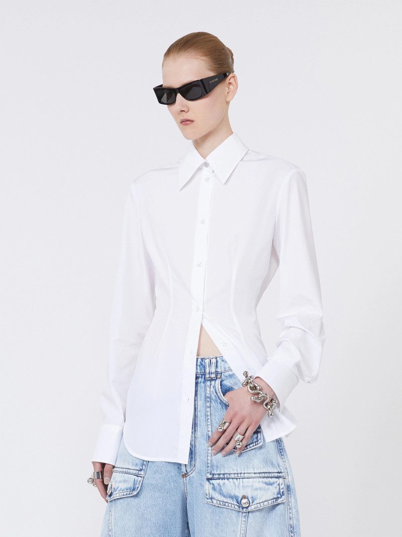 PIACERE Slim-fit poplin shirt - OPTICAL WHITE 5
