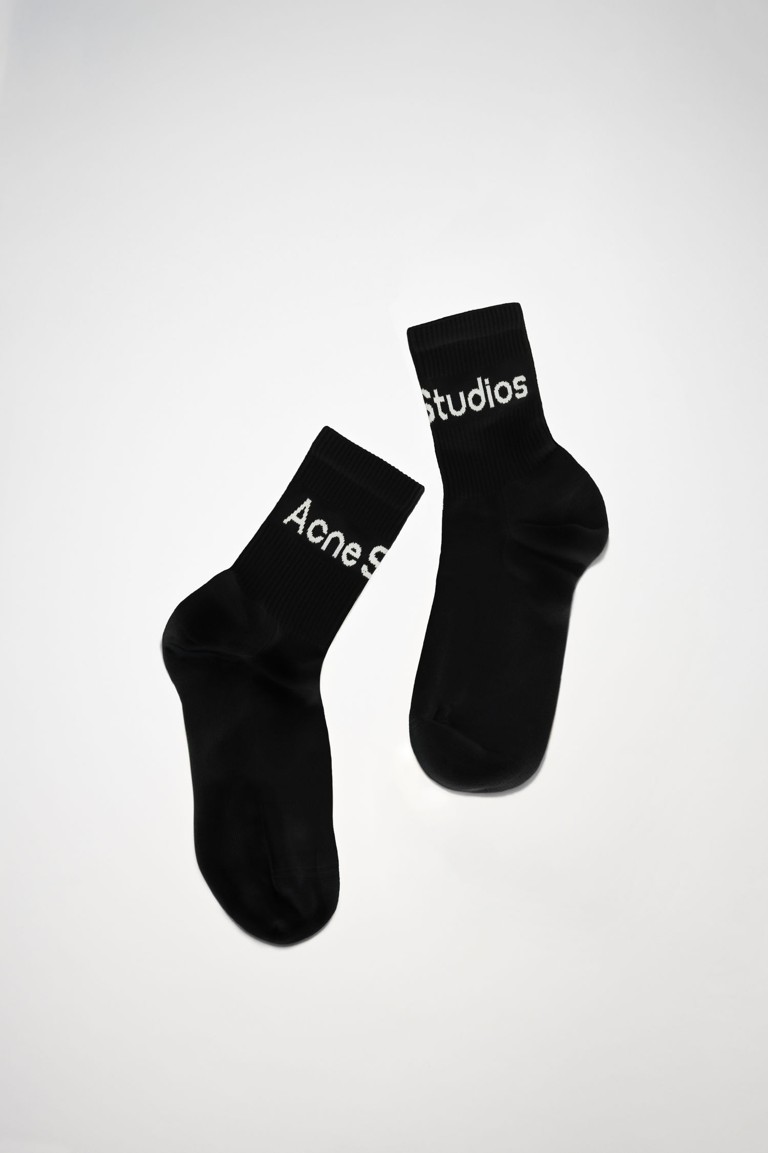 Ribbed logo socks - Black satin/grey - 1