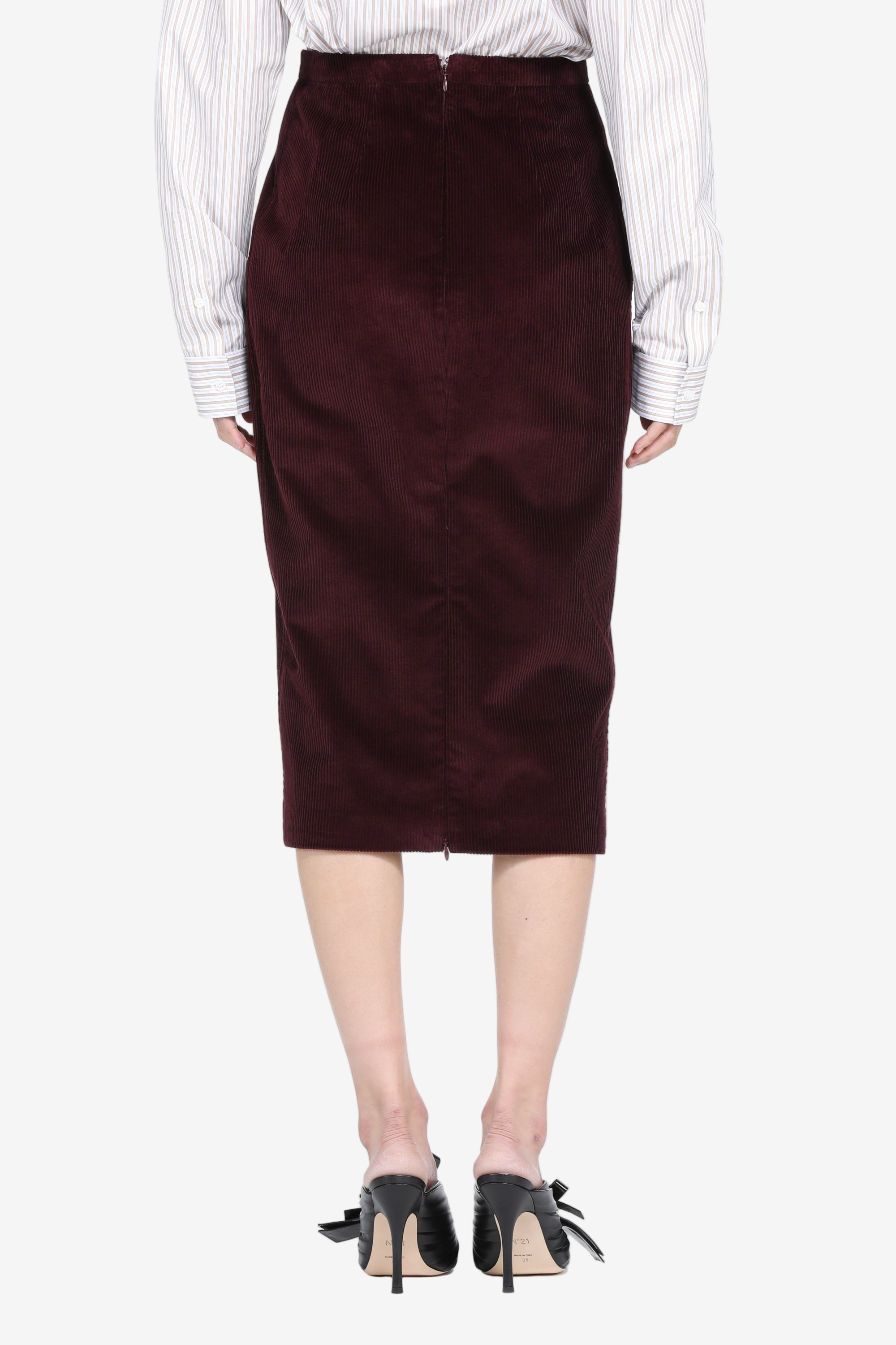 VELVET PENCIL SKIRT - 2