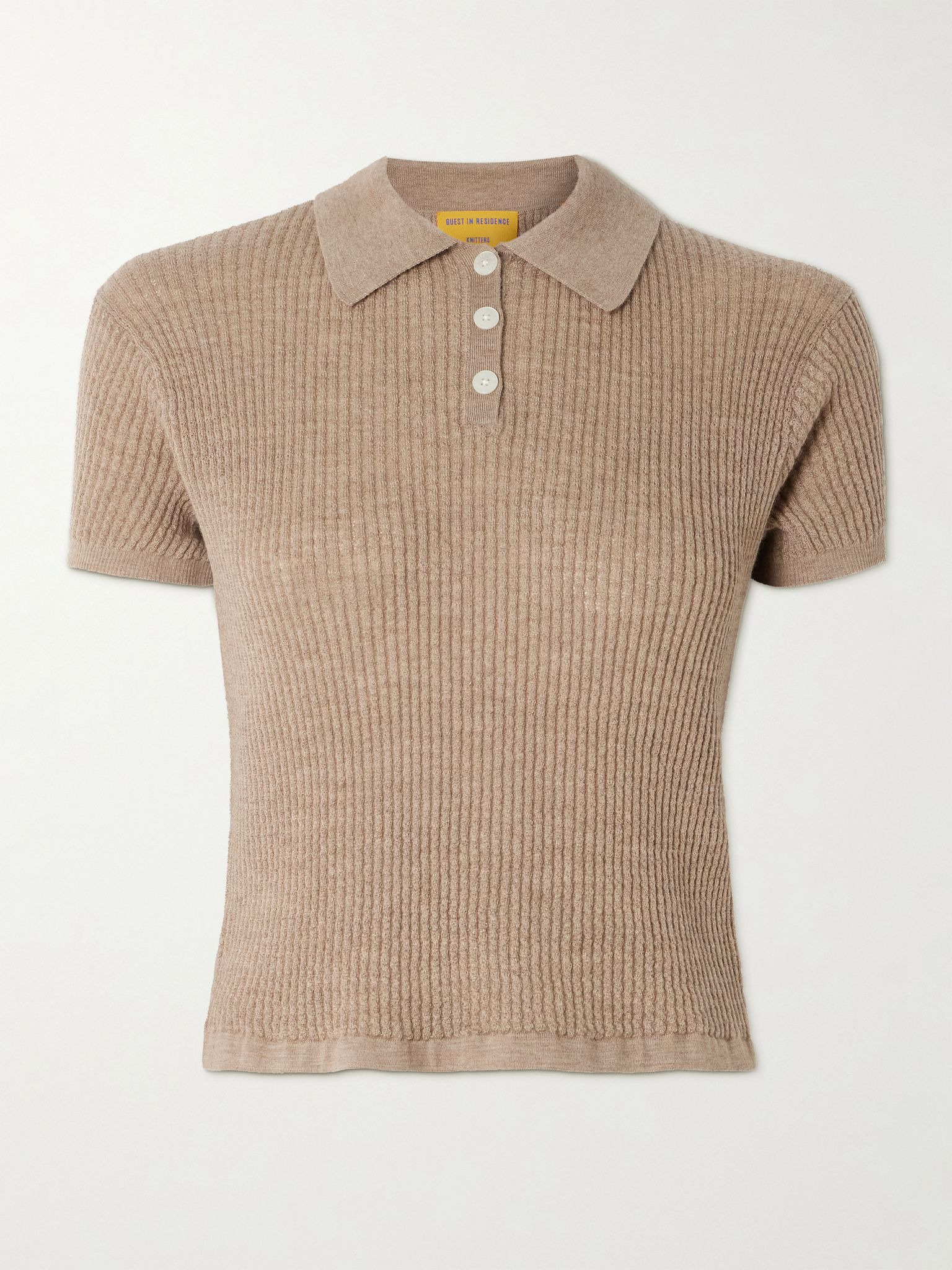 Ribbed cashmere polo sweater Taupe - 1
