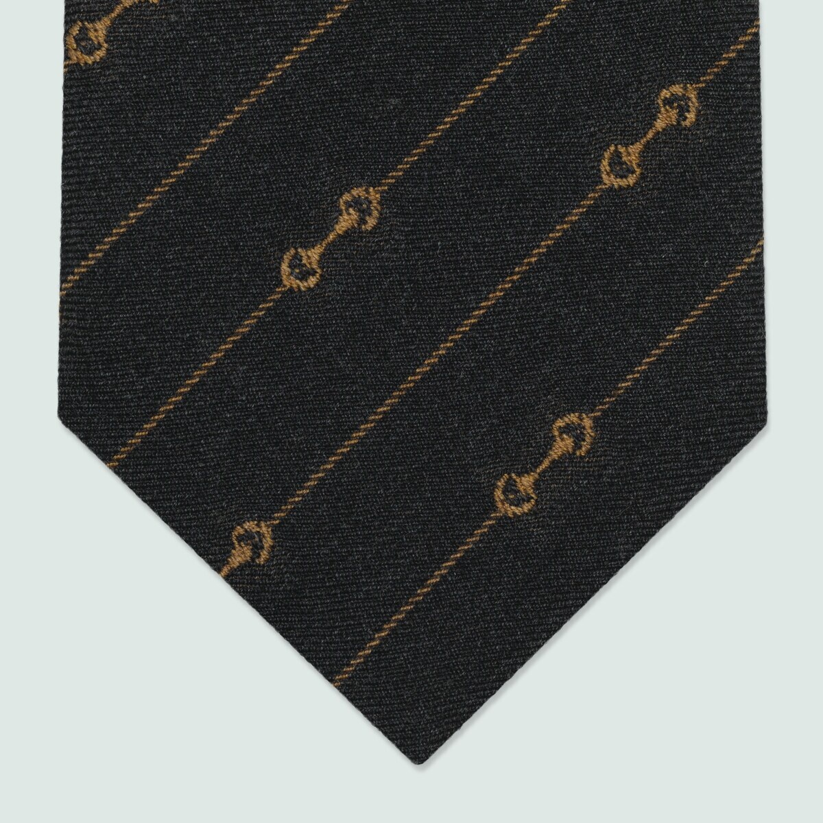 Horsebit striped wool jacquard tie - 4