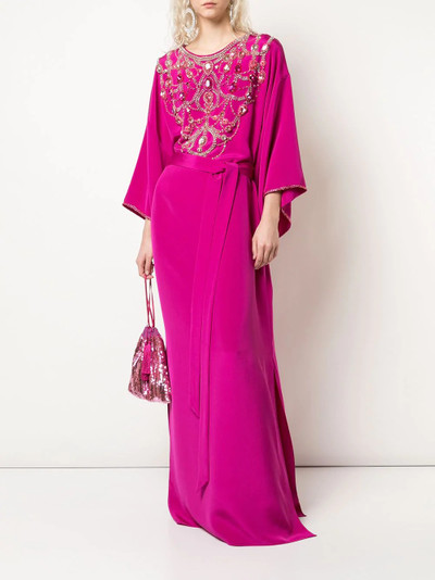 Marchesa silk embellished bib dress outlook