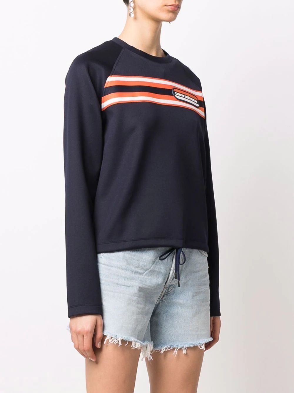 logo-patch striped sweatshirt - 3