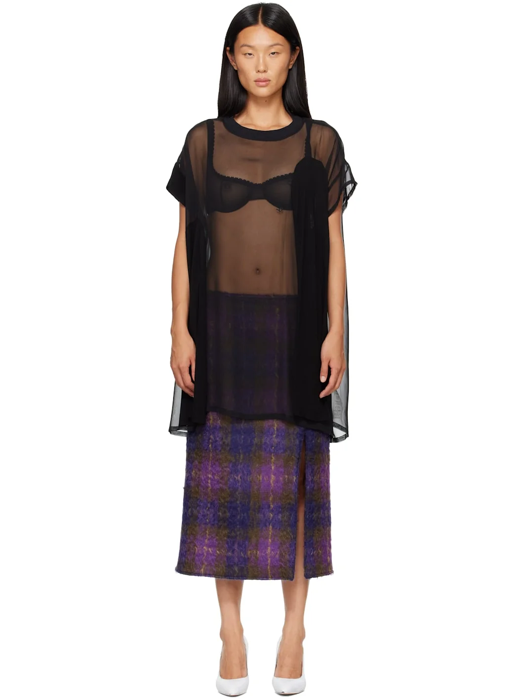 Black Sheer Convertible Minidress - 1