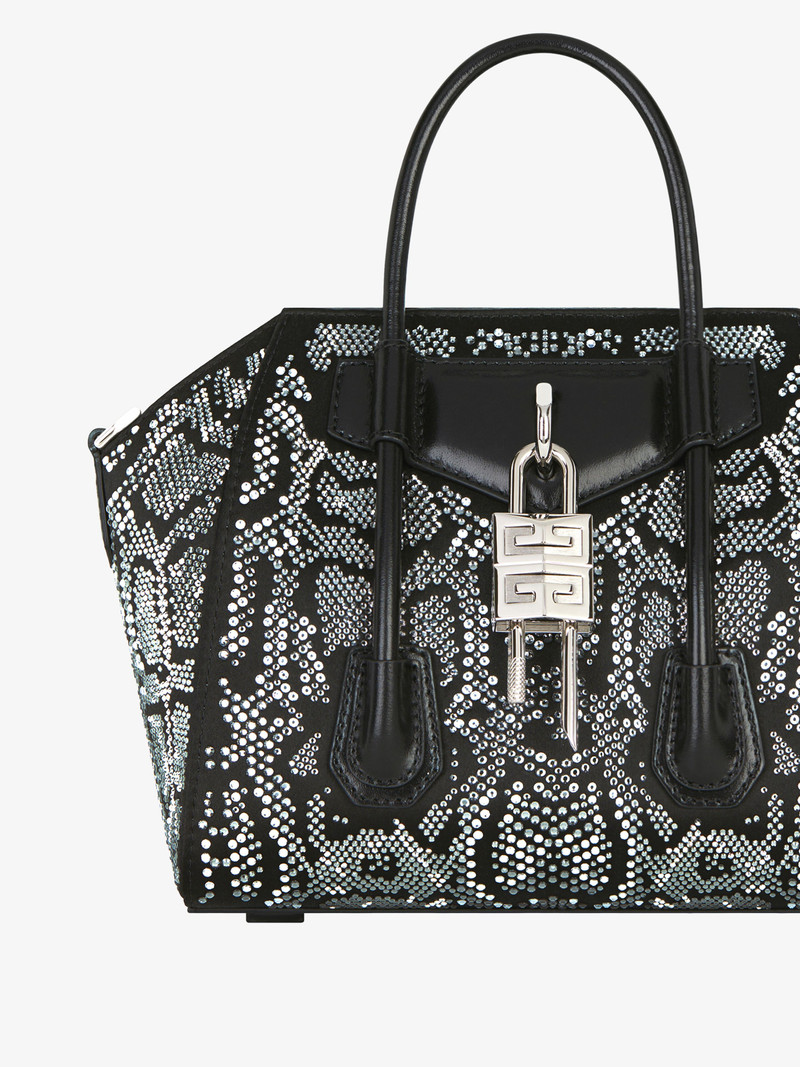 MINI ANTIGONA LOCK BAG IN SATIN WITH PYTHON EFFECT STRASS 5