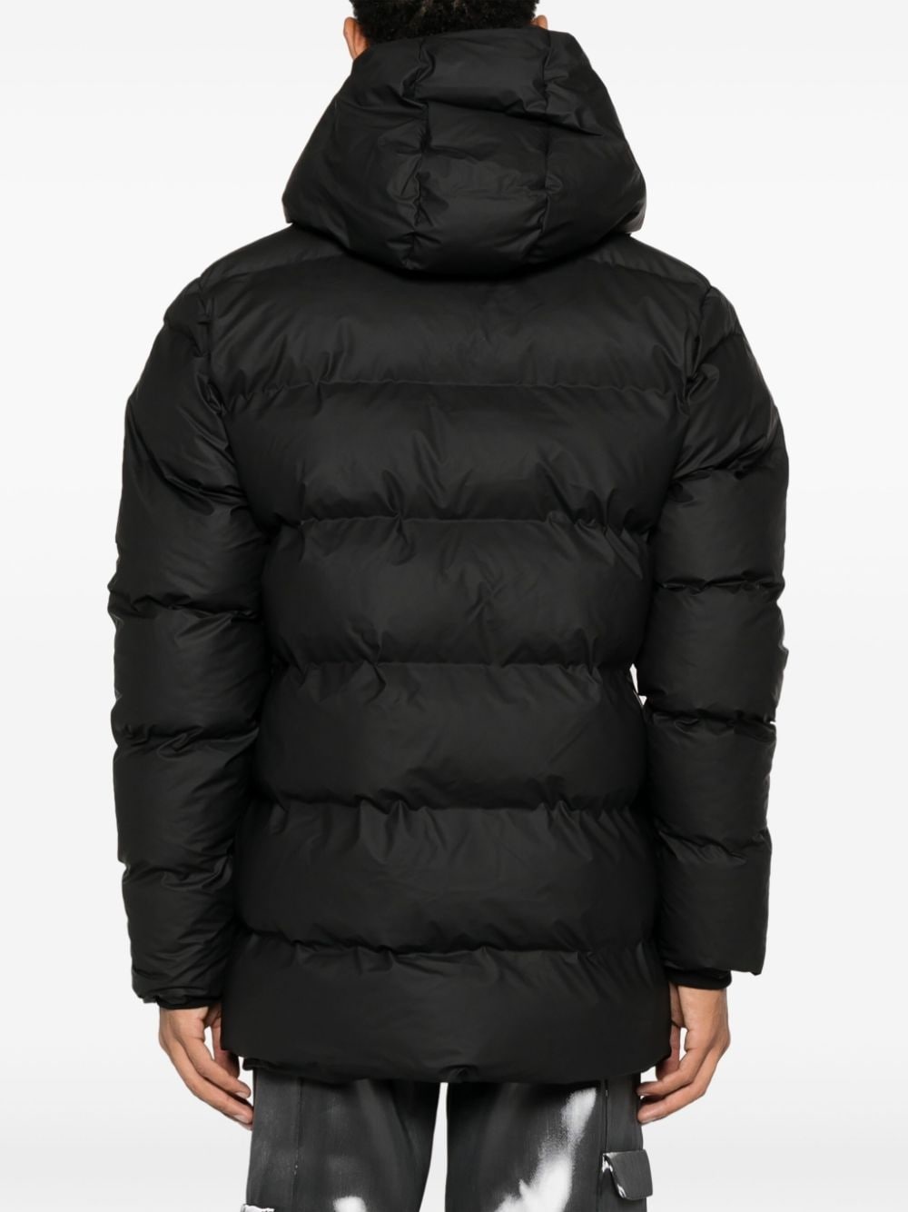 logo-patch hooded padded jacket - 4