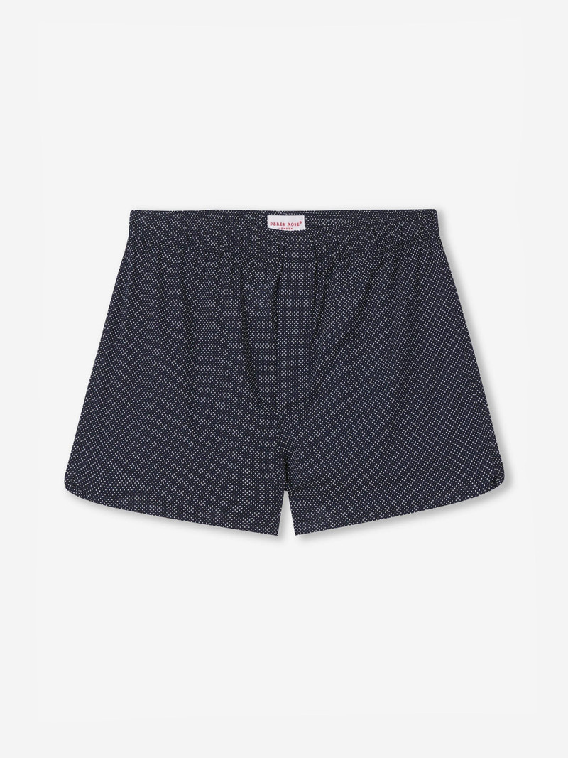 Derek Rose Men's Modern Fit Boxers Plaza 21 Cotton Batiste Navy outlook