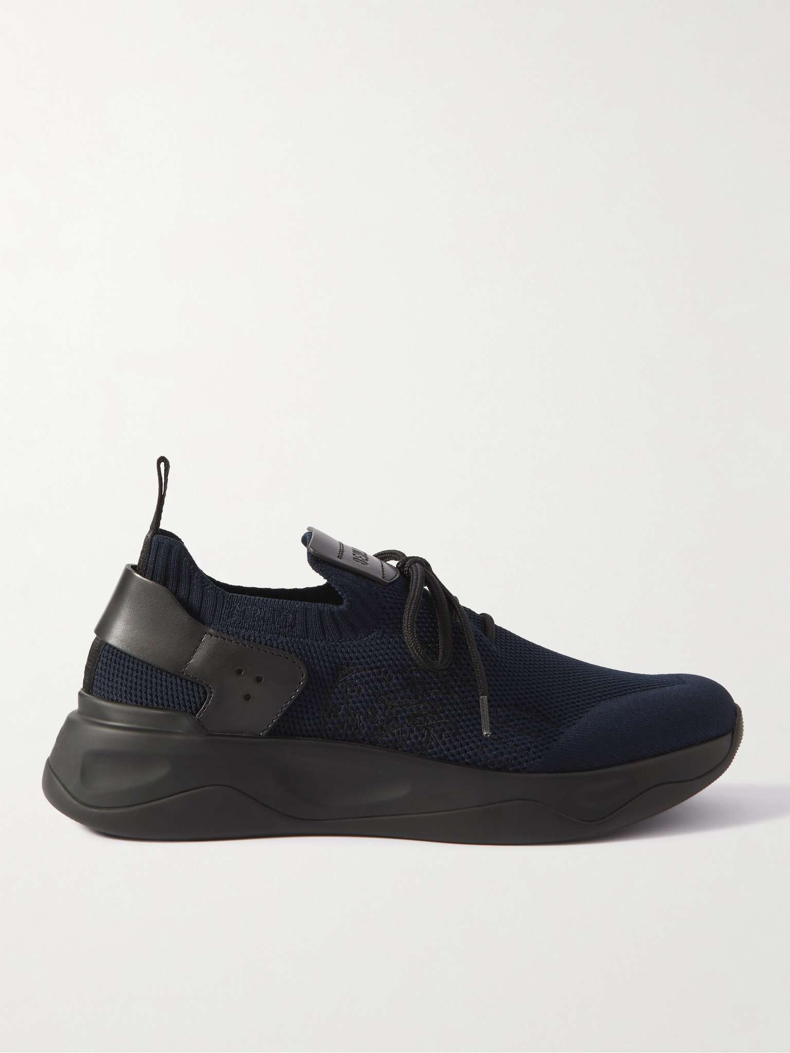 Venezia Leather-Trimmed Stretch-Knit Sneakers - 1