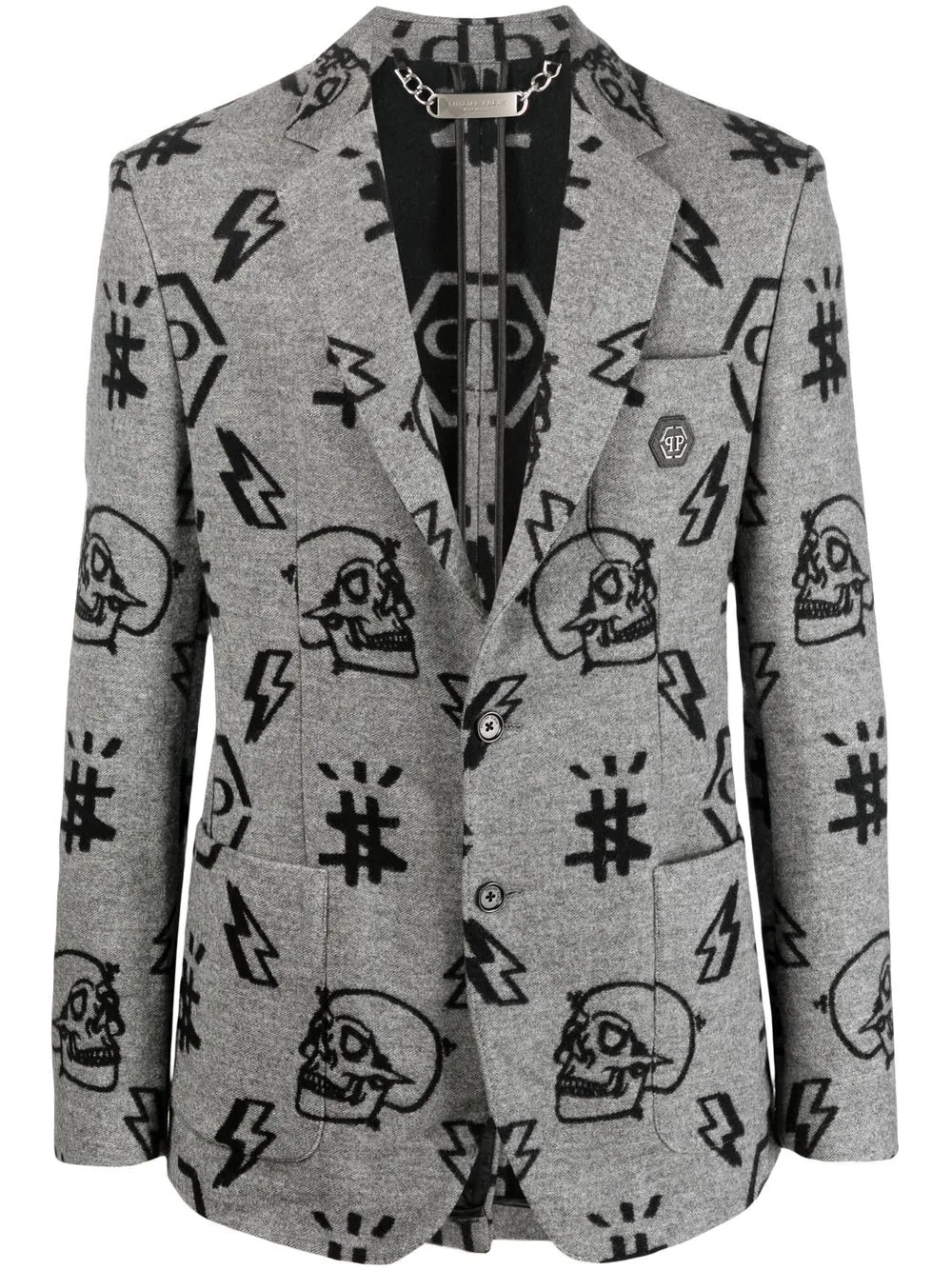 graphic-print blazer - 1