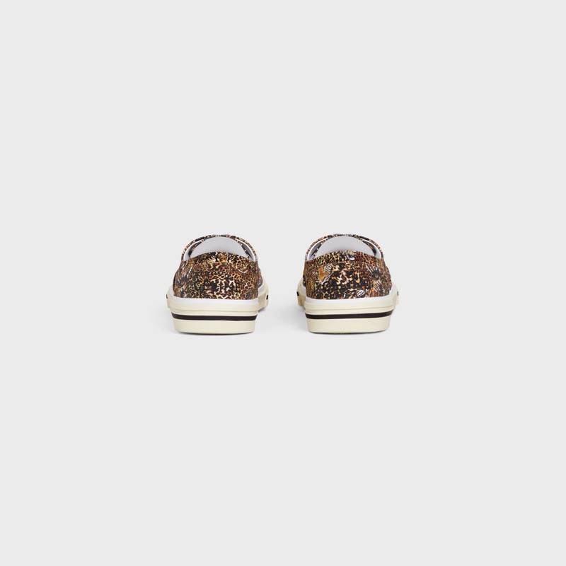 CELINE CELINE ELLIOT LOW LACE UP SNEAKER in TIGERS AND LEOPARDS PRINTED CANVAS outlook