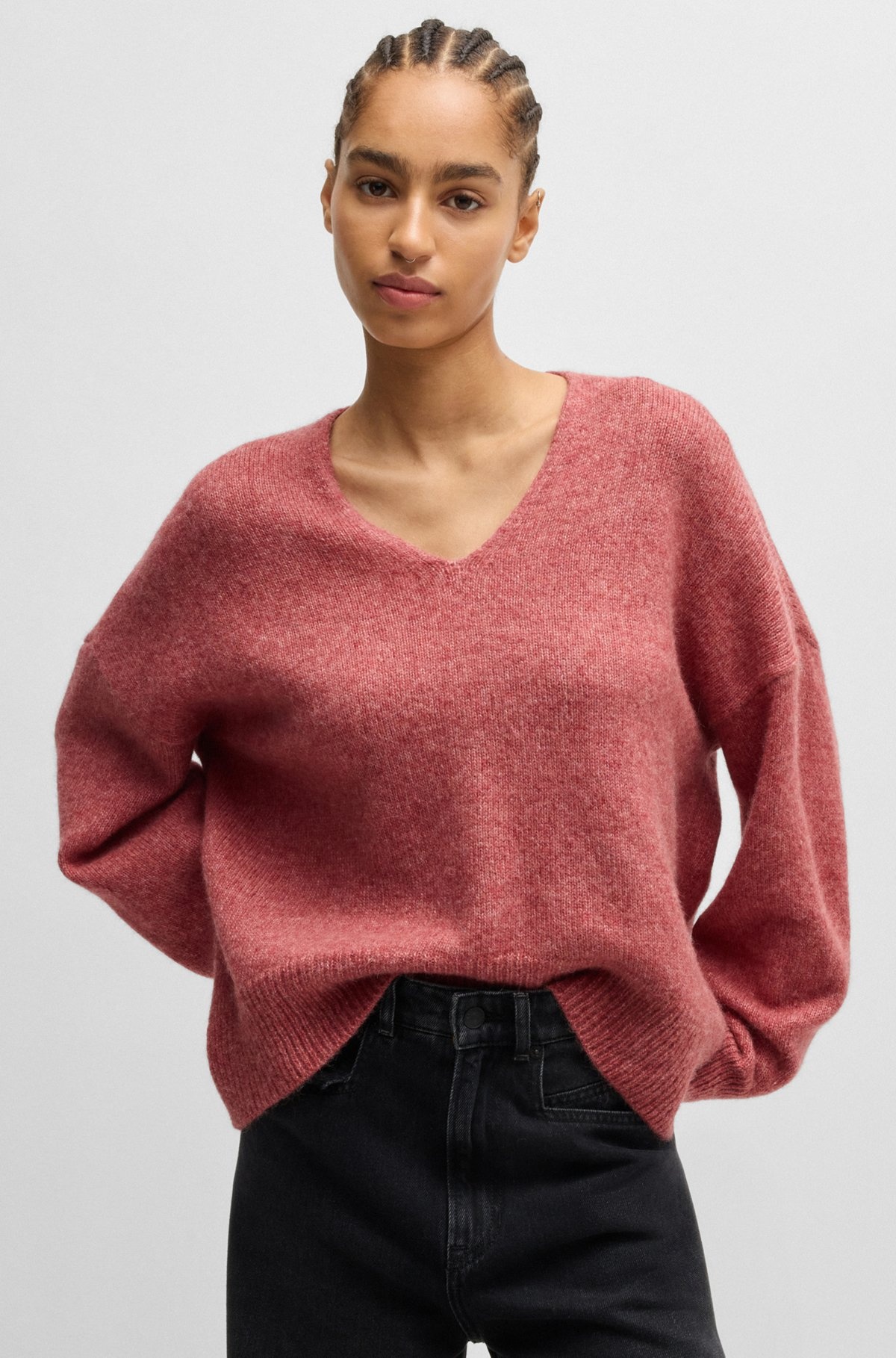 RELAXED-FIT SWEATER WITH V NECKLINE - 5