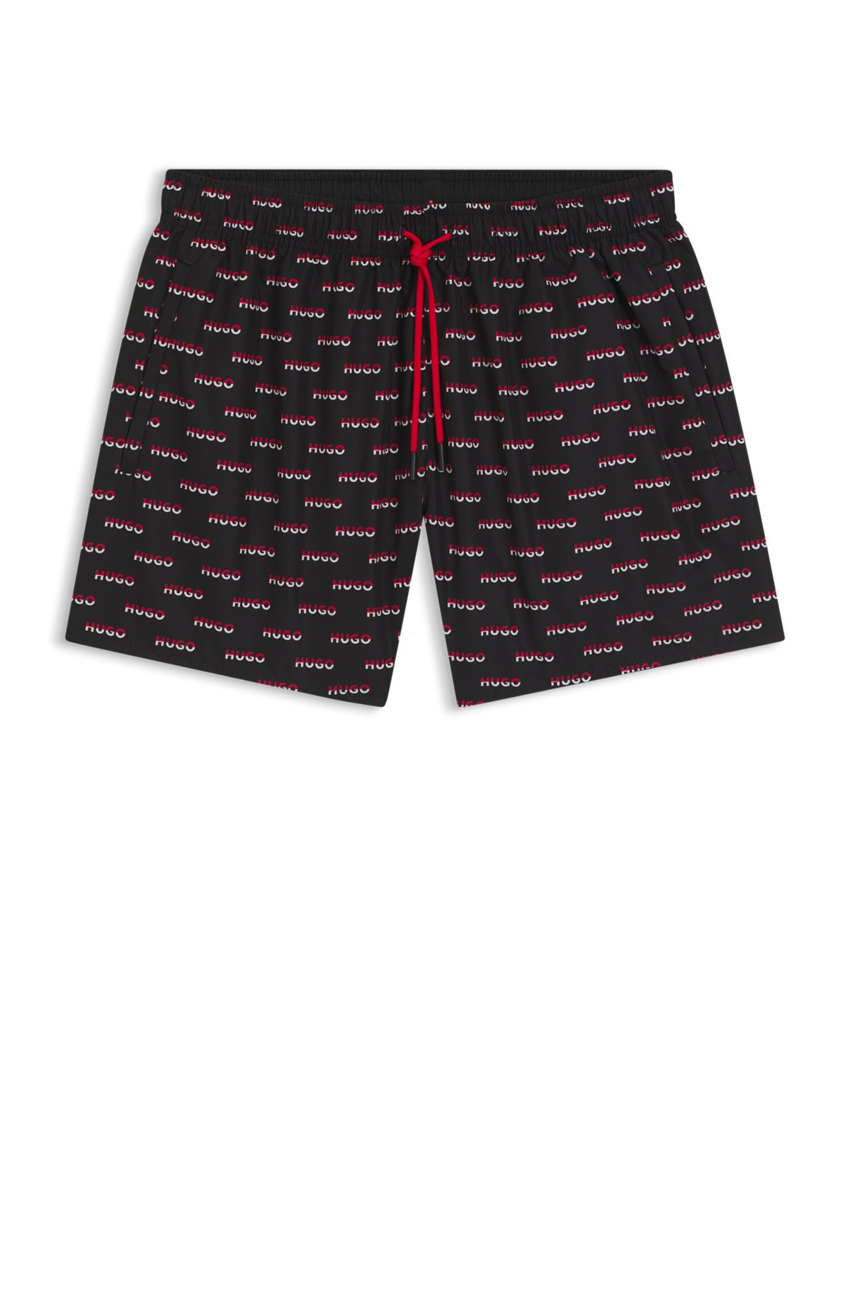 SWIM SHORTS WITH ALL-OVER SPLIT-LOGO PRINT - 1