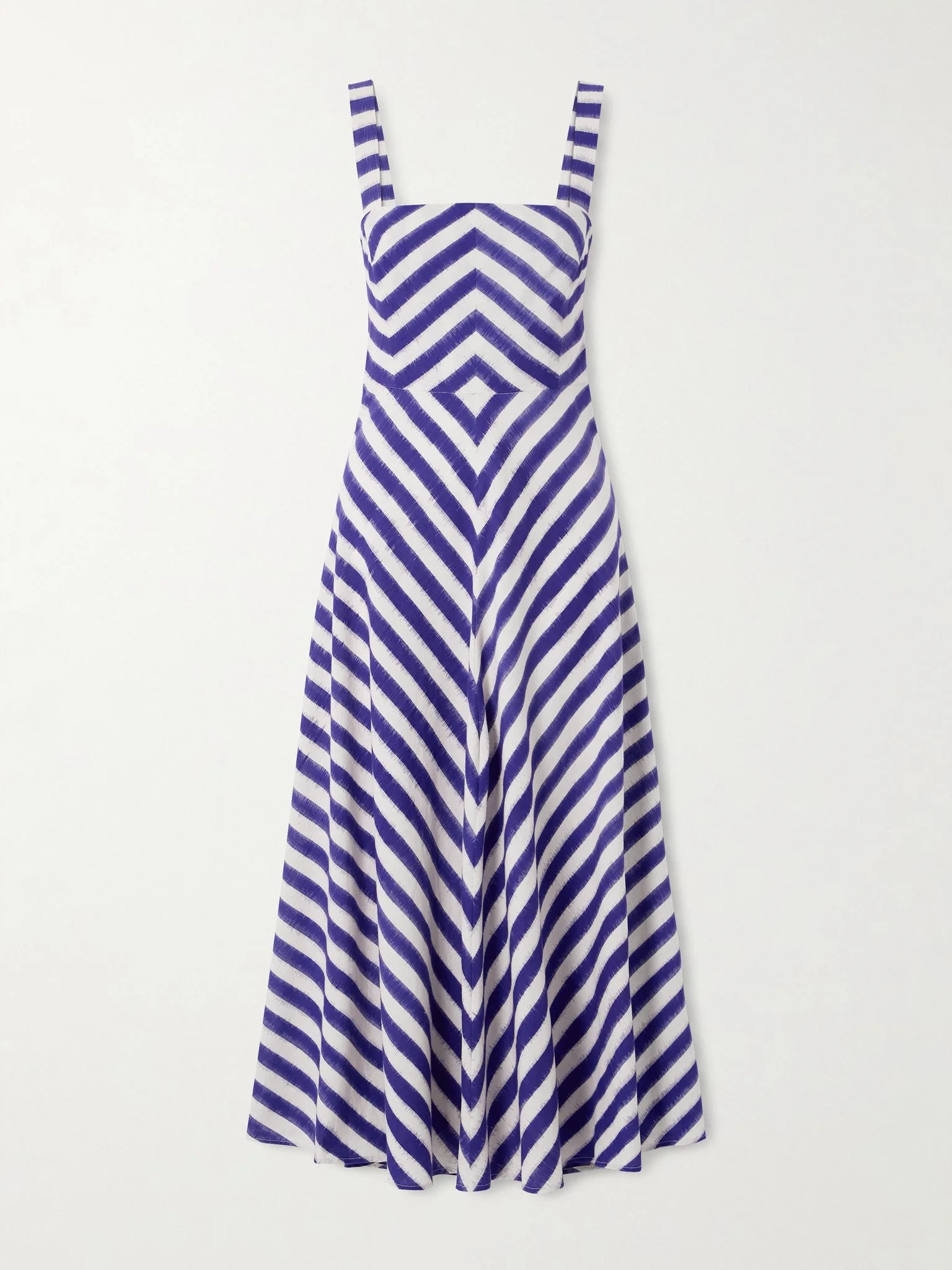 Margherita Ikat striped cotton midi dress Blue - 1
