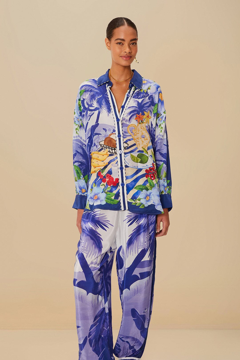 Blue Fresh Table Scarf Pajama Pants 3