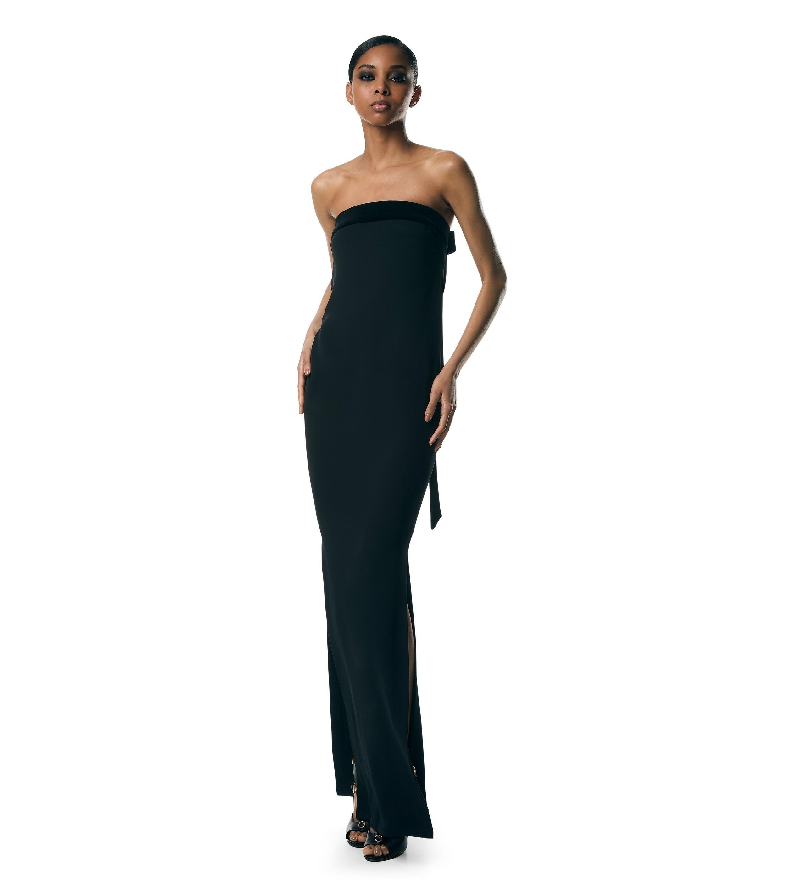DOUBLE SILK GEORGETTE STRAPLESS EVENING DRESS - 2