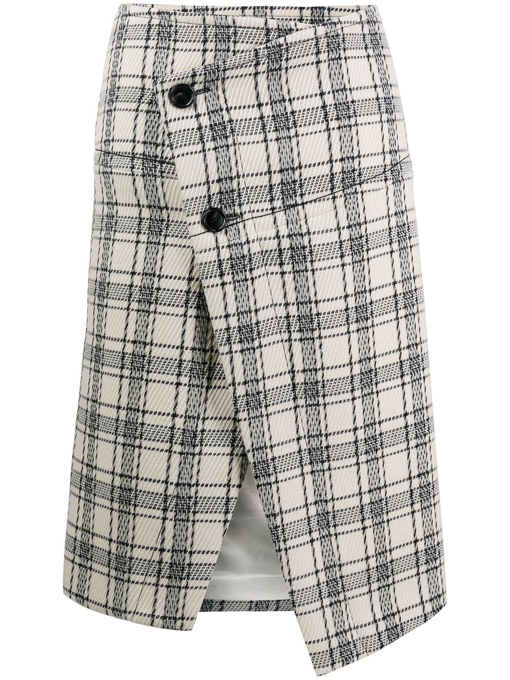 checked asymmetric skirt - 1