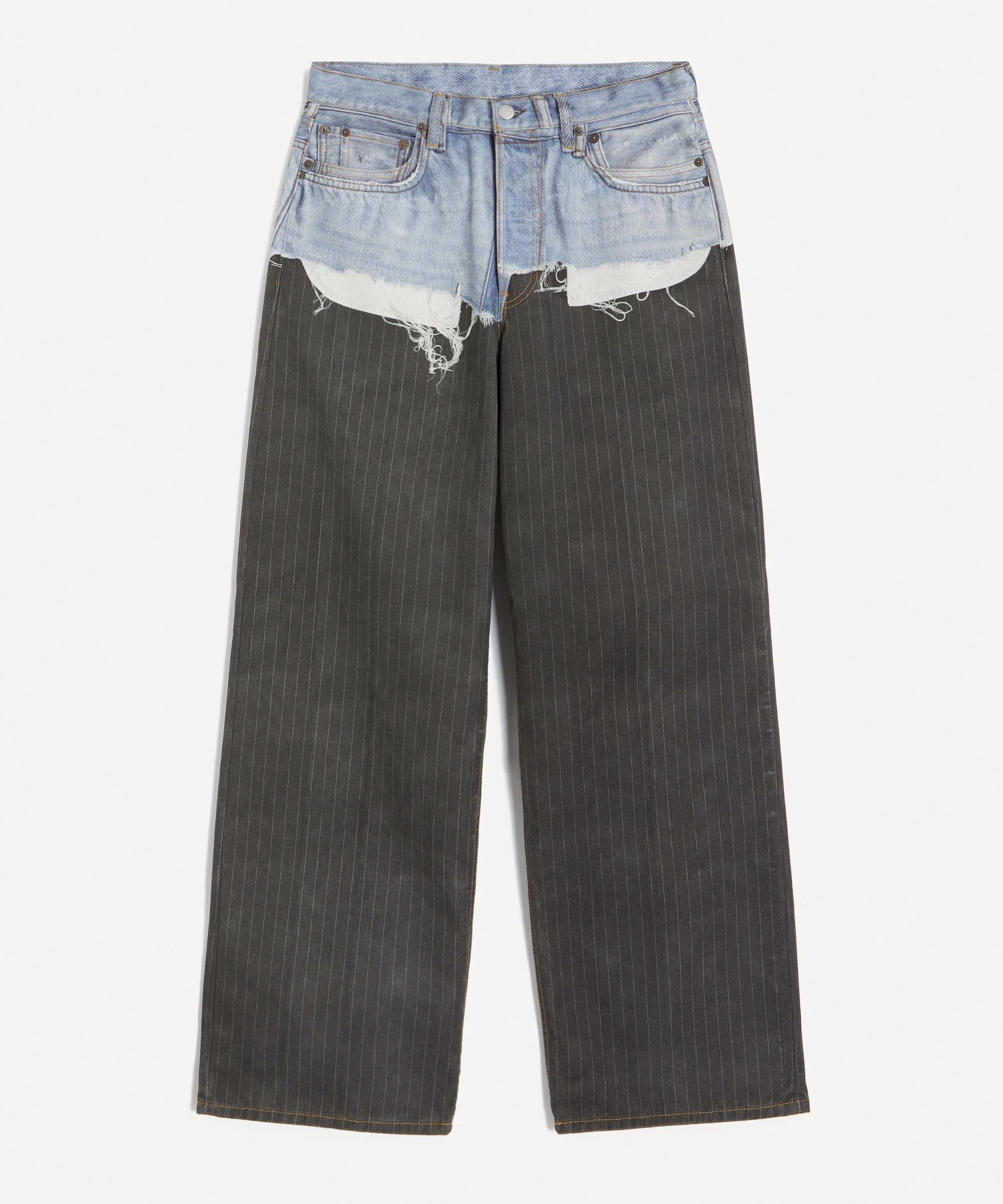 Pinstripe Trompe L’Oeil Denim Trousers - 1
