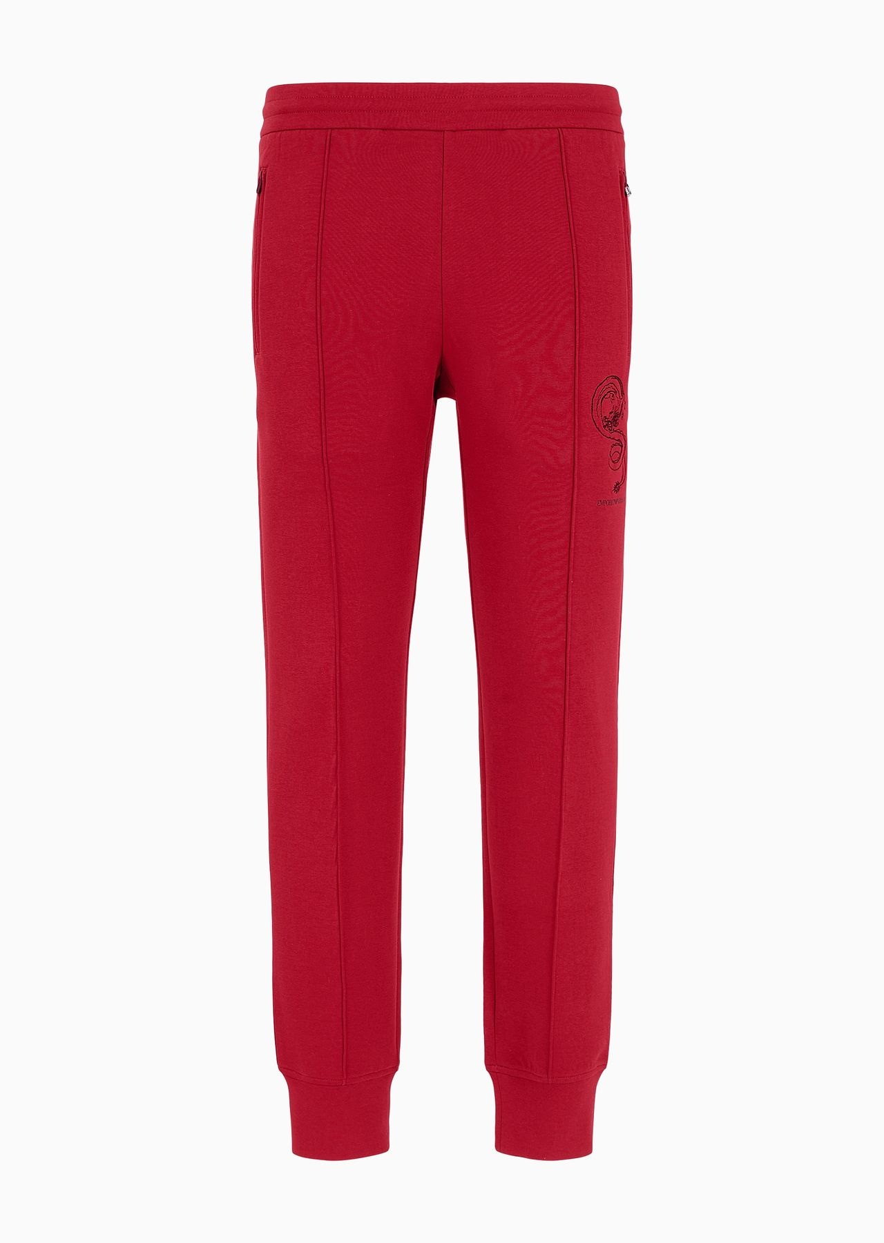 Double-jersey joggers with dragon embroidery - 1