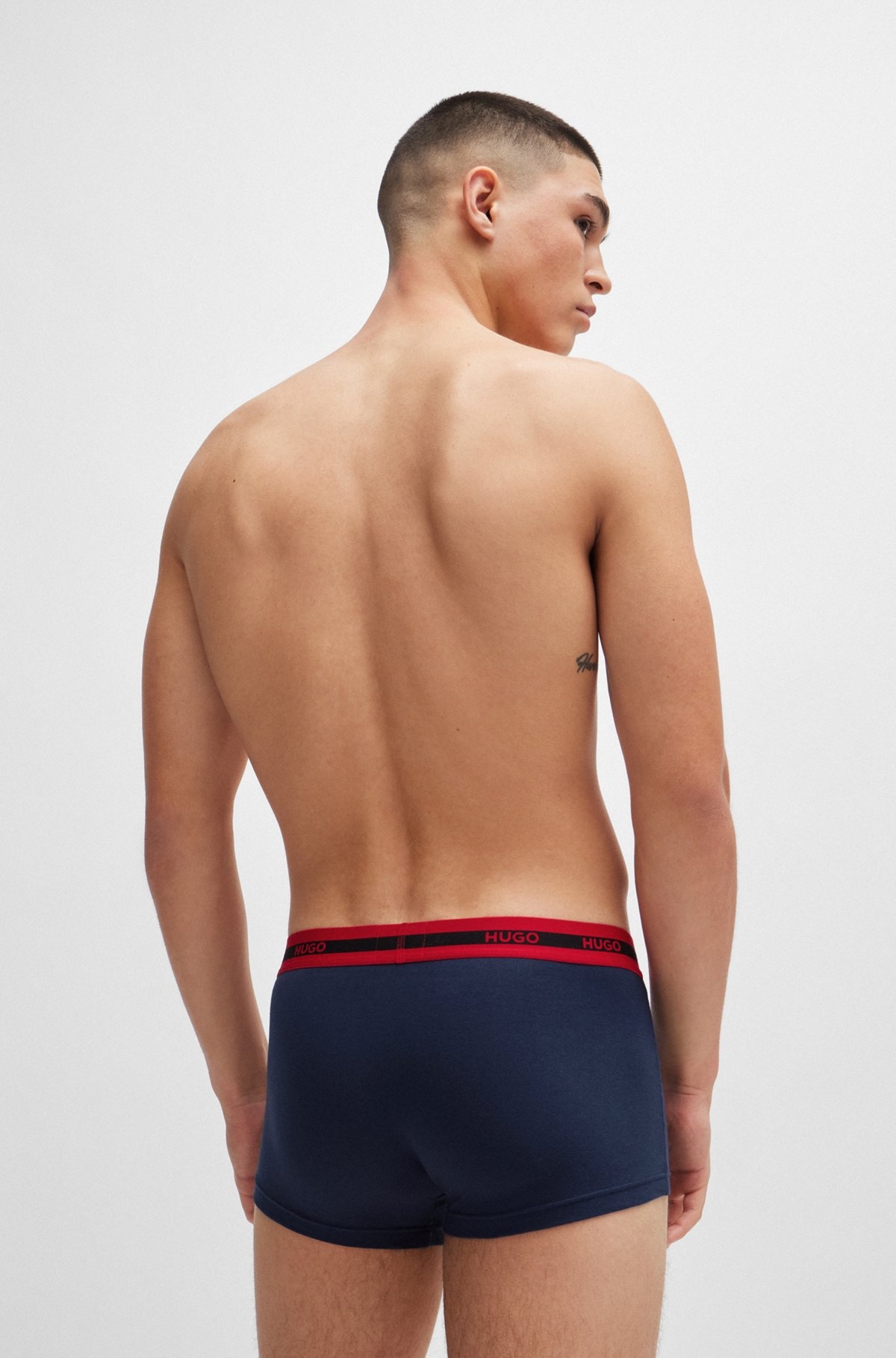 THREE-PACK OF STRETCH-COTTON TRUNKS WITH LOGO WAISTBANDS - 3